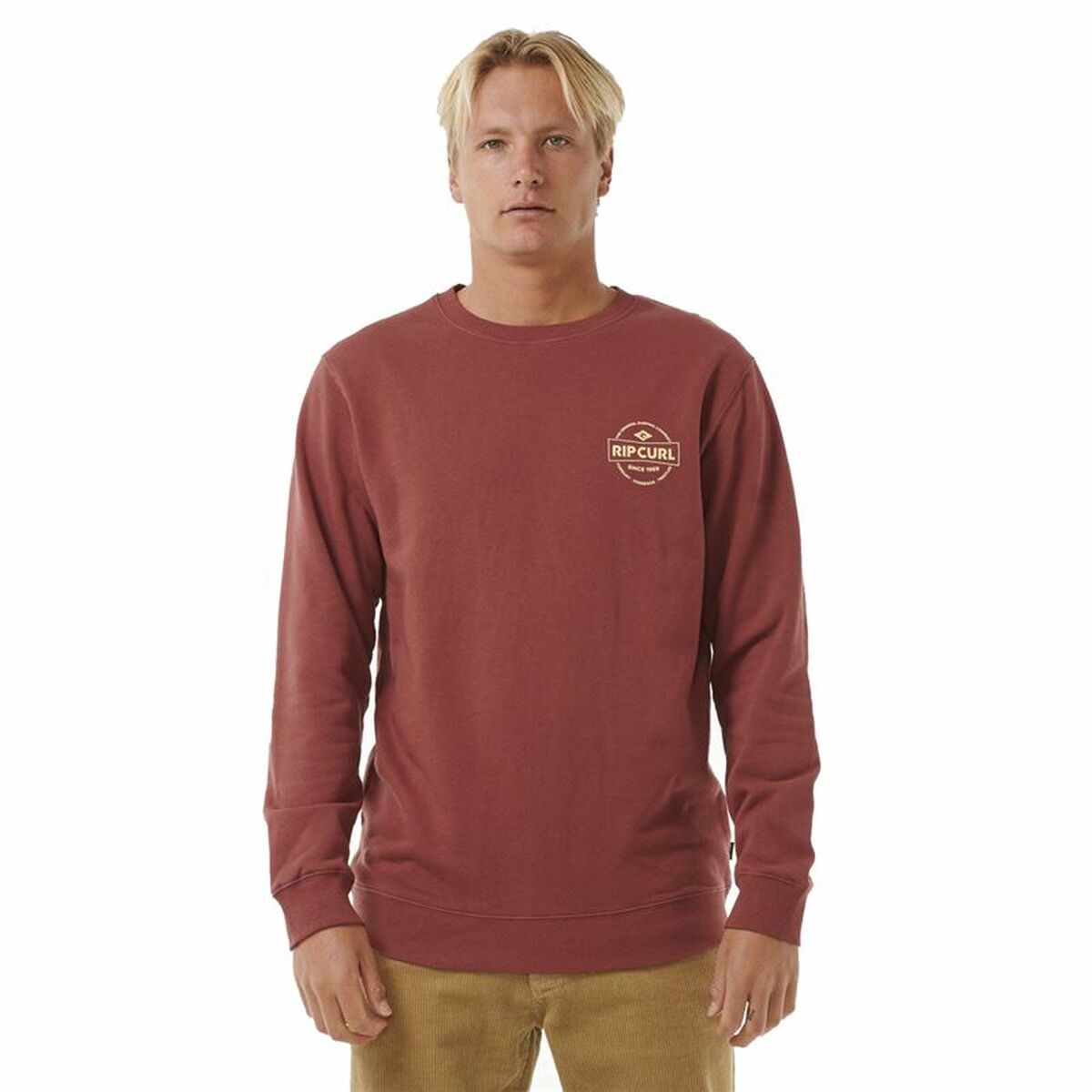 Sudadera sin Capucha Hombre Rip Curl Stapler Crew Marrón