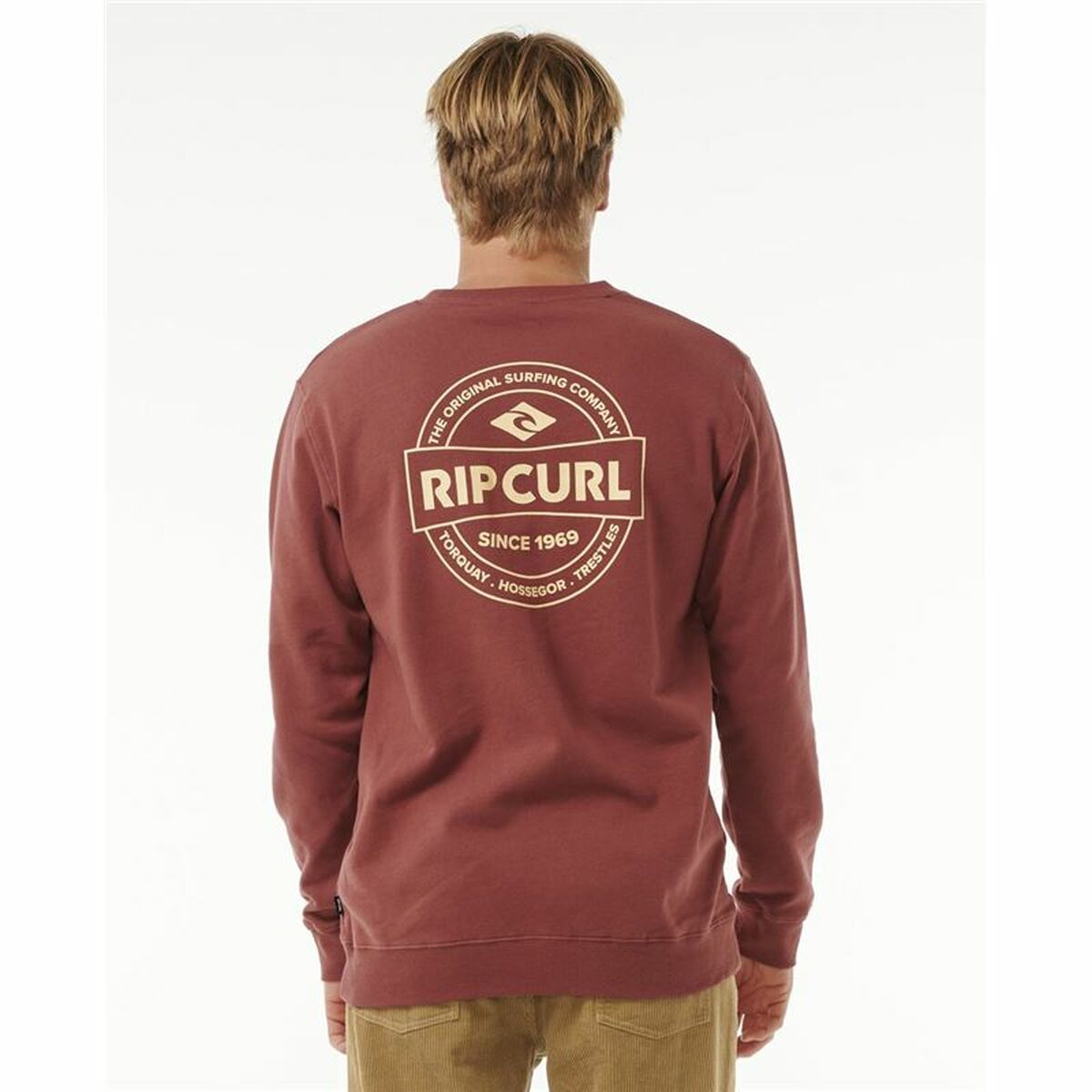 Sudadera sin Capucha Hombre Rip Curl Stapler Crew Marrón
