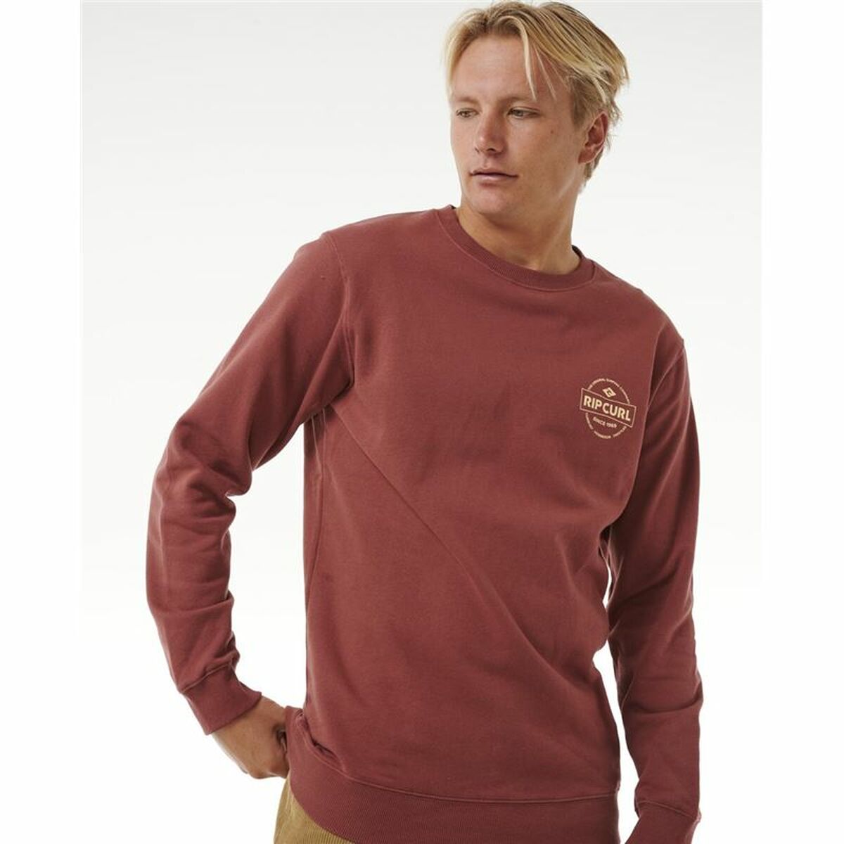 Sudadera sin Capucha Hombre Rip Curl Stapler Crew Marrón