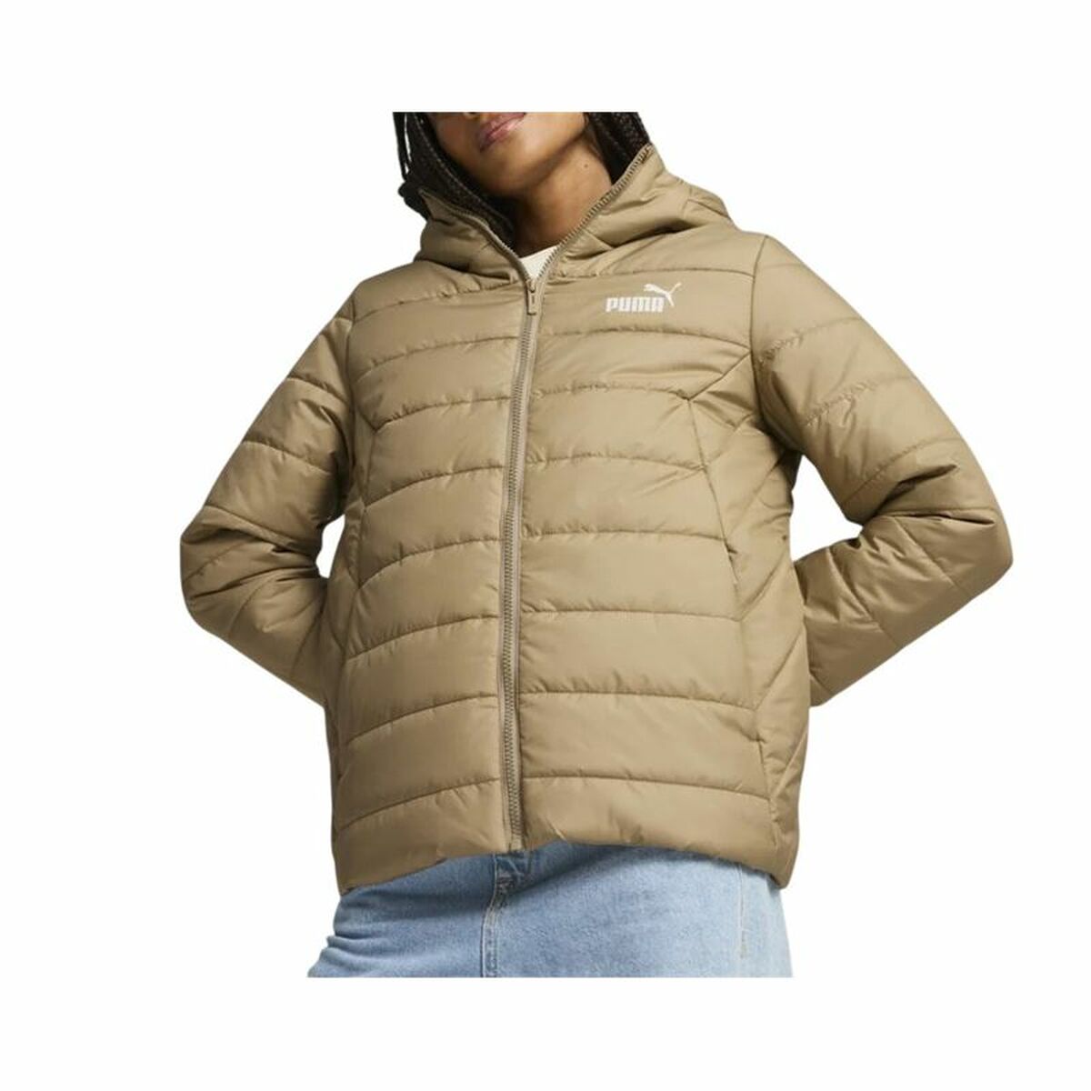 Chaqueta Deportiva para Mujer Puma Ess Hooded Padded Jacket Beige