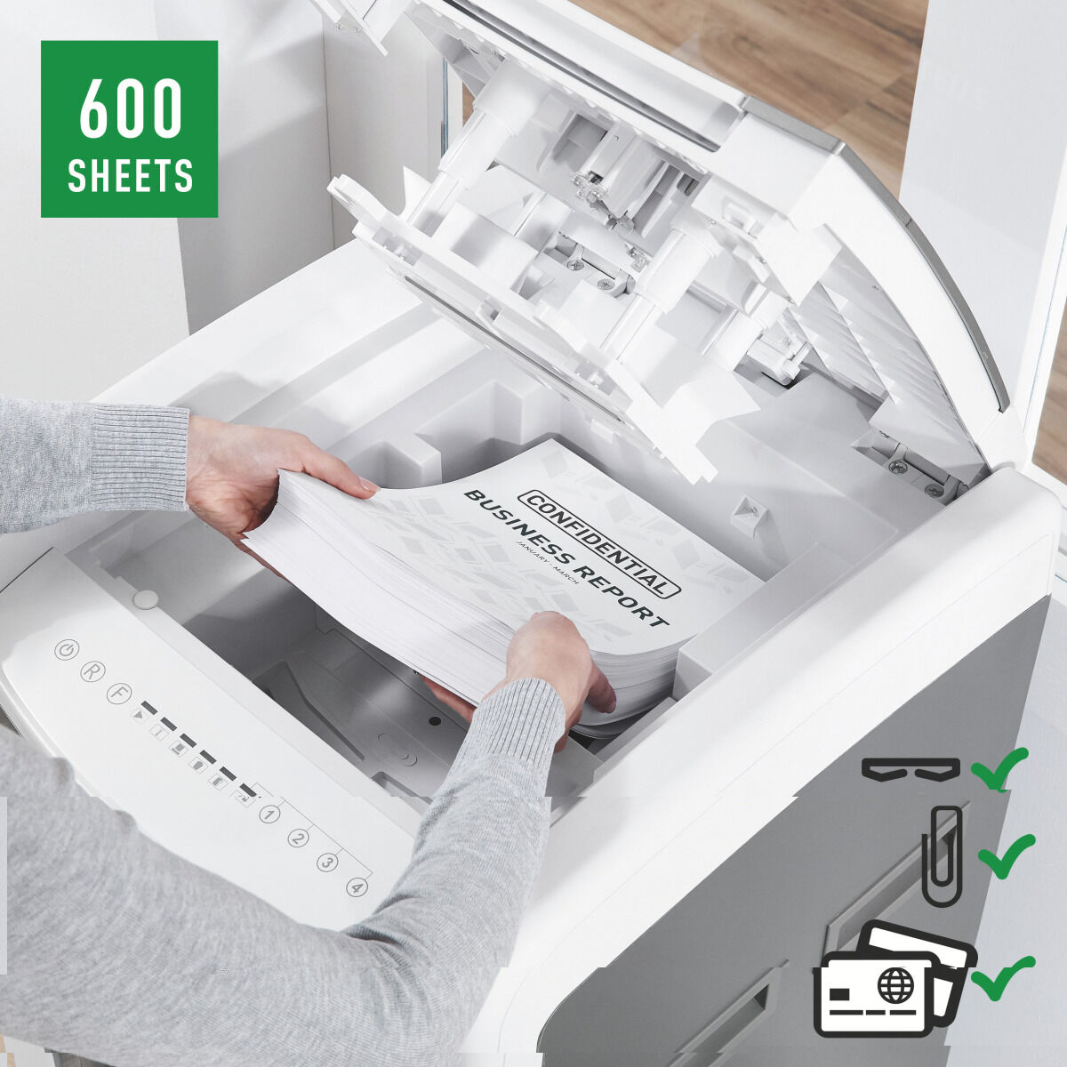Trituradora de Papel Leitz IQ 600 Pro Autofeed P4 60 L