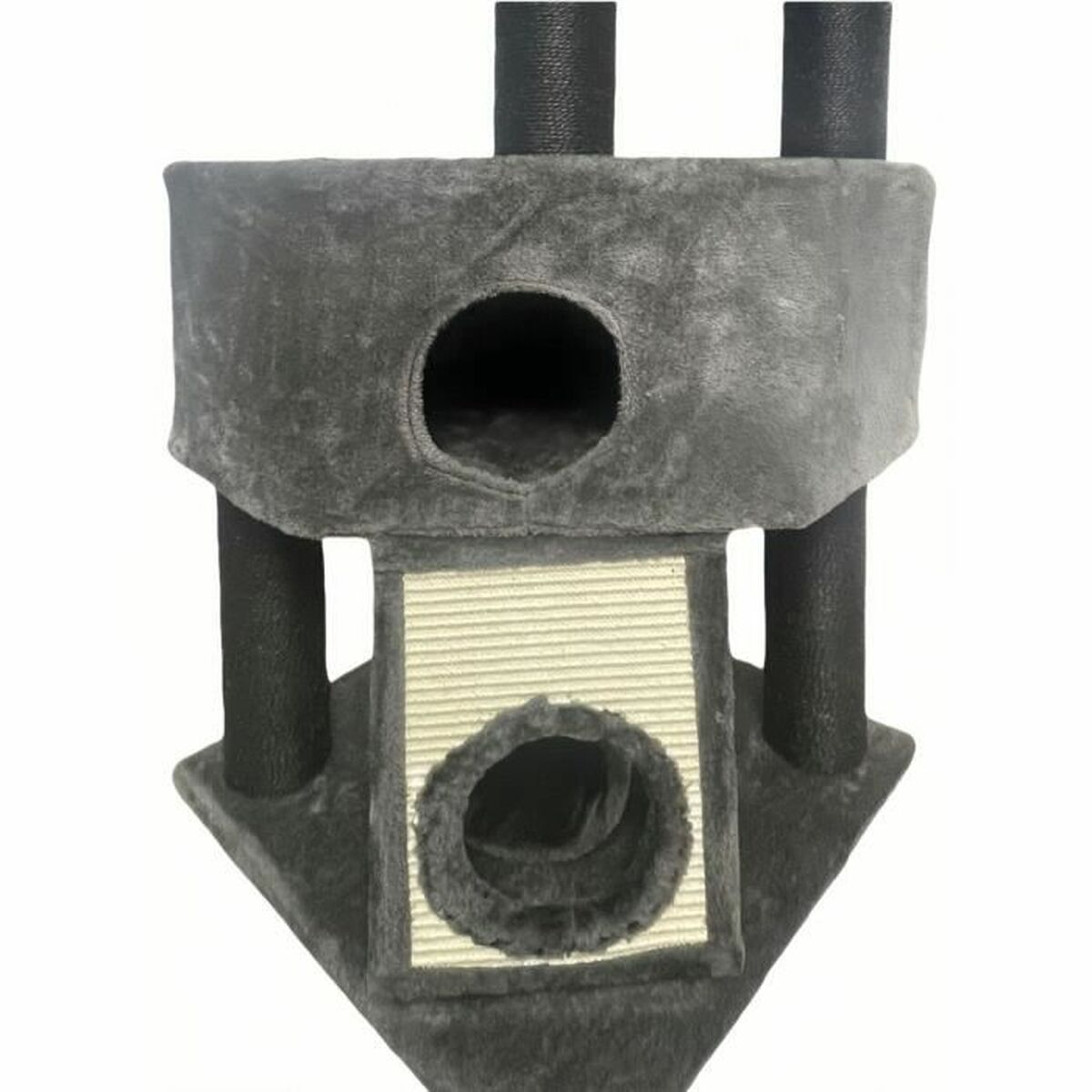 Rascador para Gatos Guily Dark Gris Poliéster Yute Felpa Madera Metal Papel Acero Madera MDF Sisal (1 unidad)