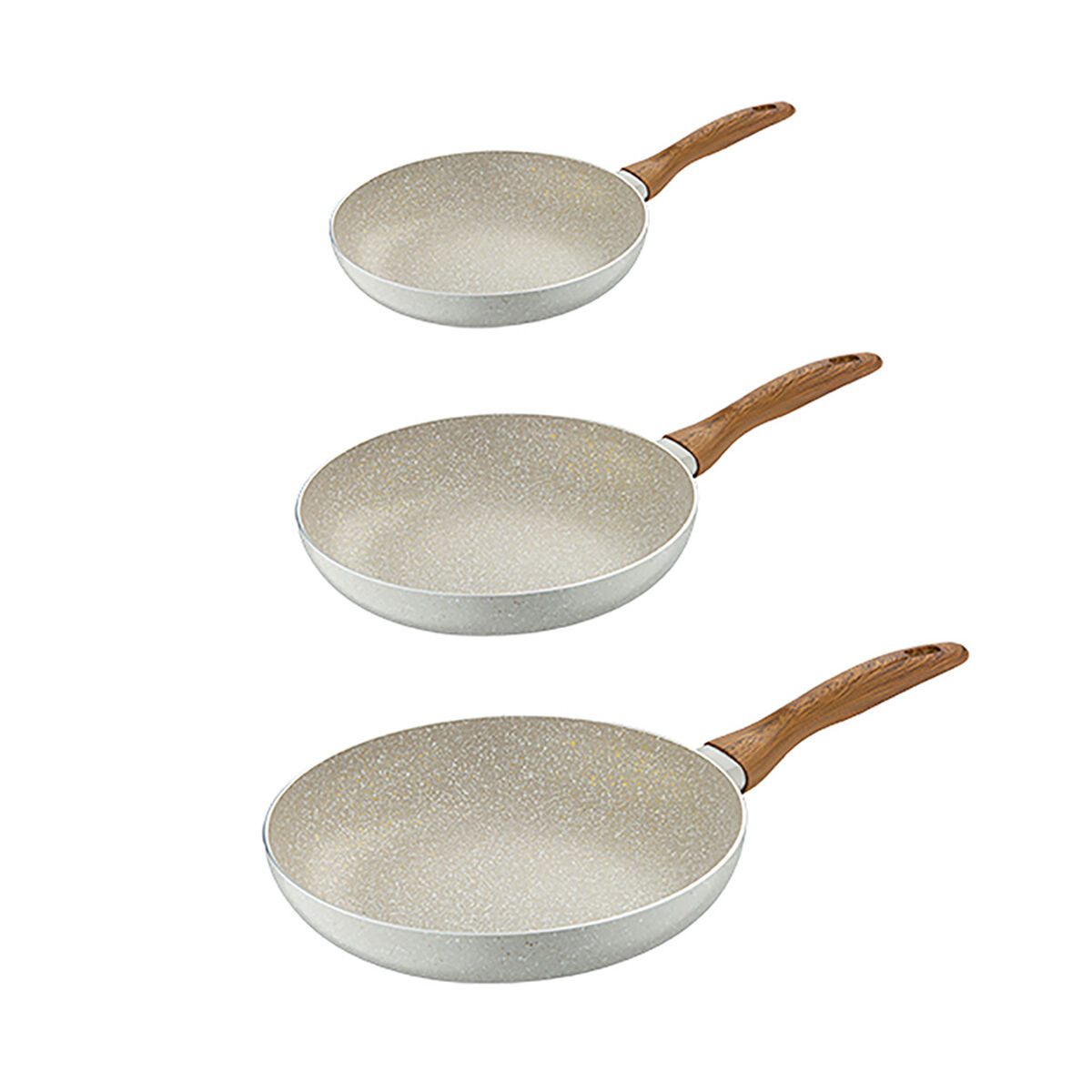 Set de Sartenes San Ignacio Crema Aluminio Ø 16 x 3,5 cm Ø 20 x 4,5 cm Ø 24 x 4,5 cm 3 Piezas