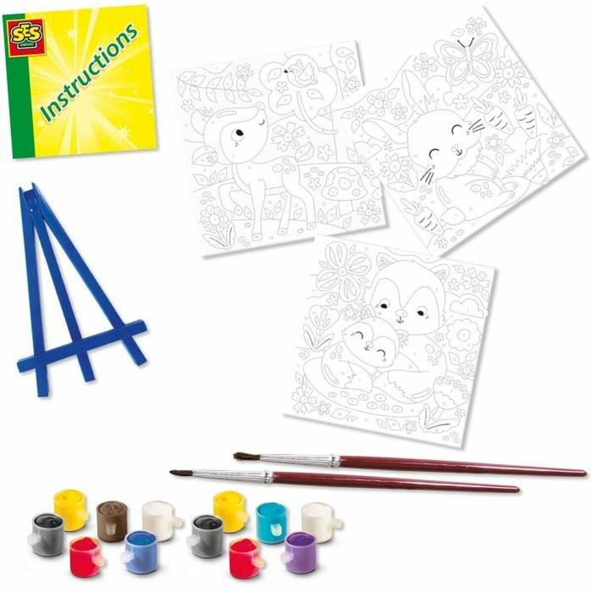 Set de Dibujo SES Creative Painting by number on canvas (3 Piezas)