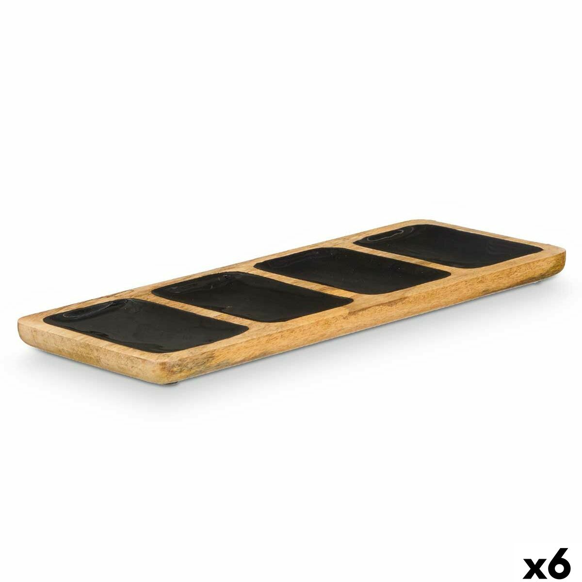 Bandeja con Compartimentos Gift Decor Negro 46 x 3 x 17 cm (6 Unidades)