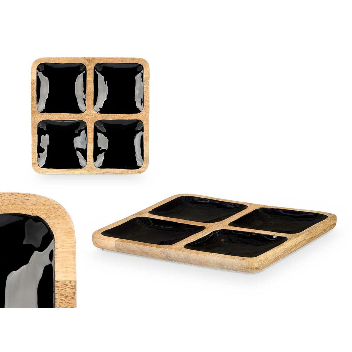 Bandeja con Compartimentos Gift Decor Negro 31 x 3 x 31 cm (6 Unidades)