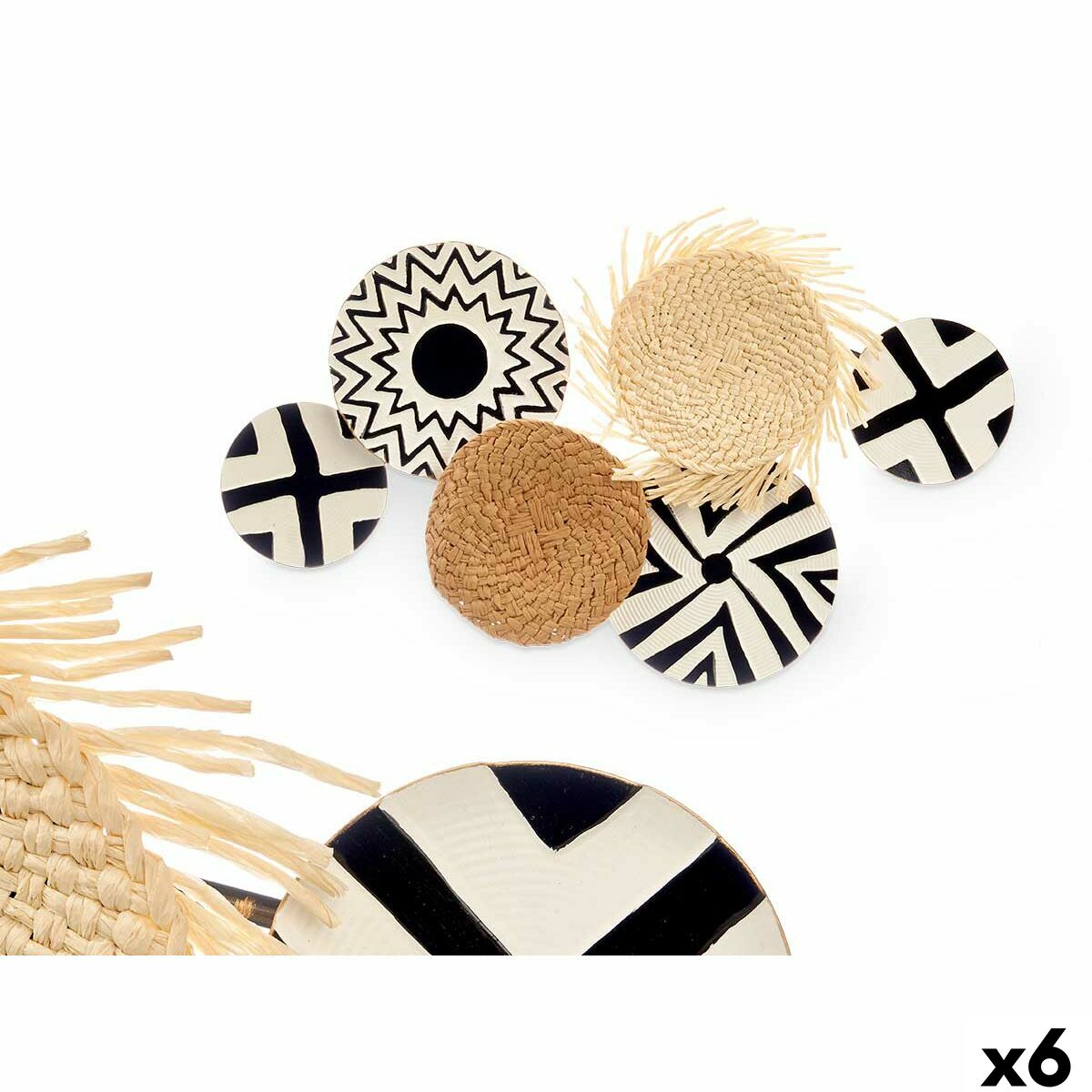 Decoración de Pared Gift Decor Blanco Marrón Negro Metal 60 x 40 x 5 cm (6 Unidades)