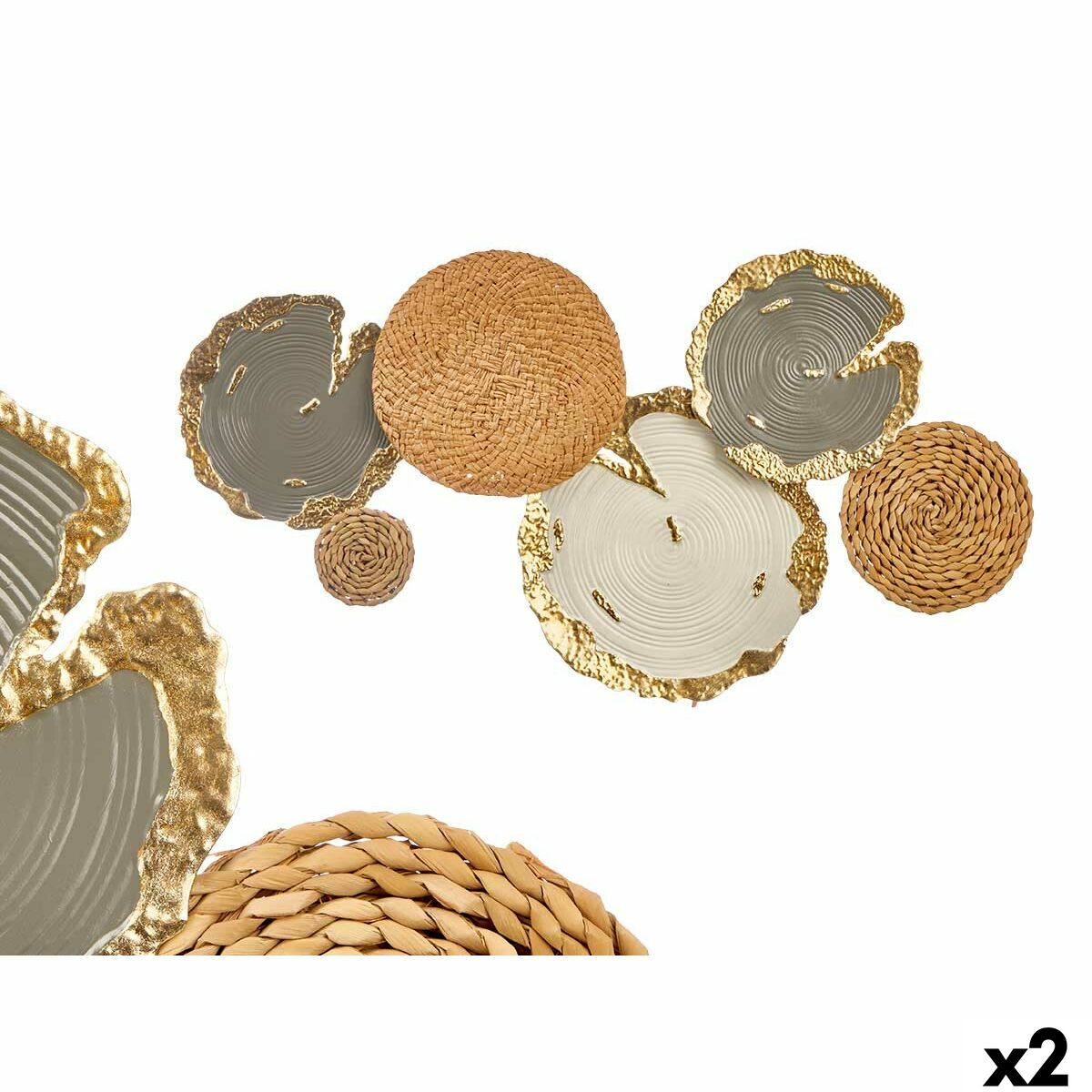 Decoración de Pared Gift Decor Blanco Marrón Gris Metal 89,5 x 5,1 x 48,3 cm (2 Unidades)