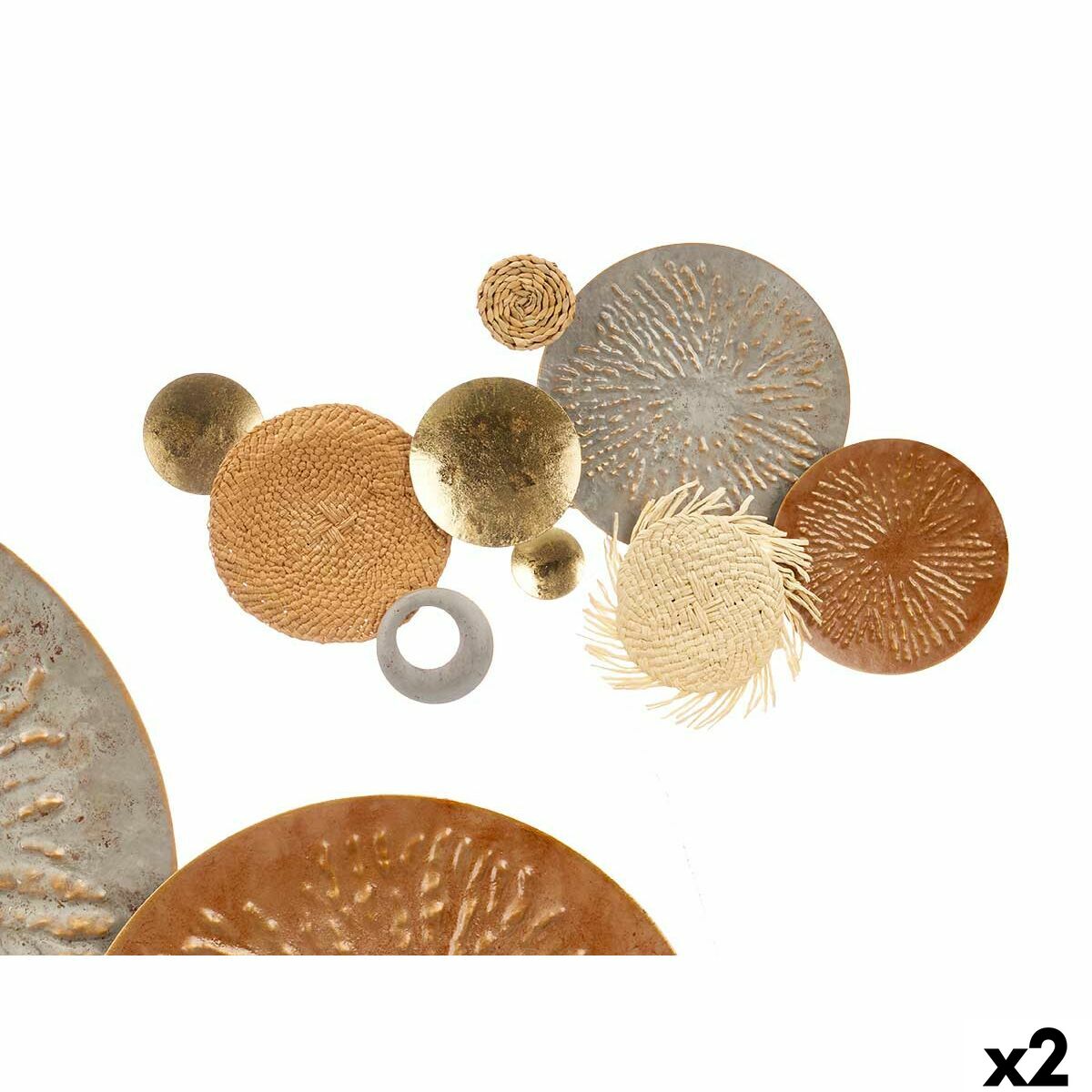 Decoración de Pared Gift Decor Marrón Gris Metal Papel Fibra natural 90,2 x 5,7 x 47 cm (2 Unidades)