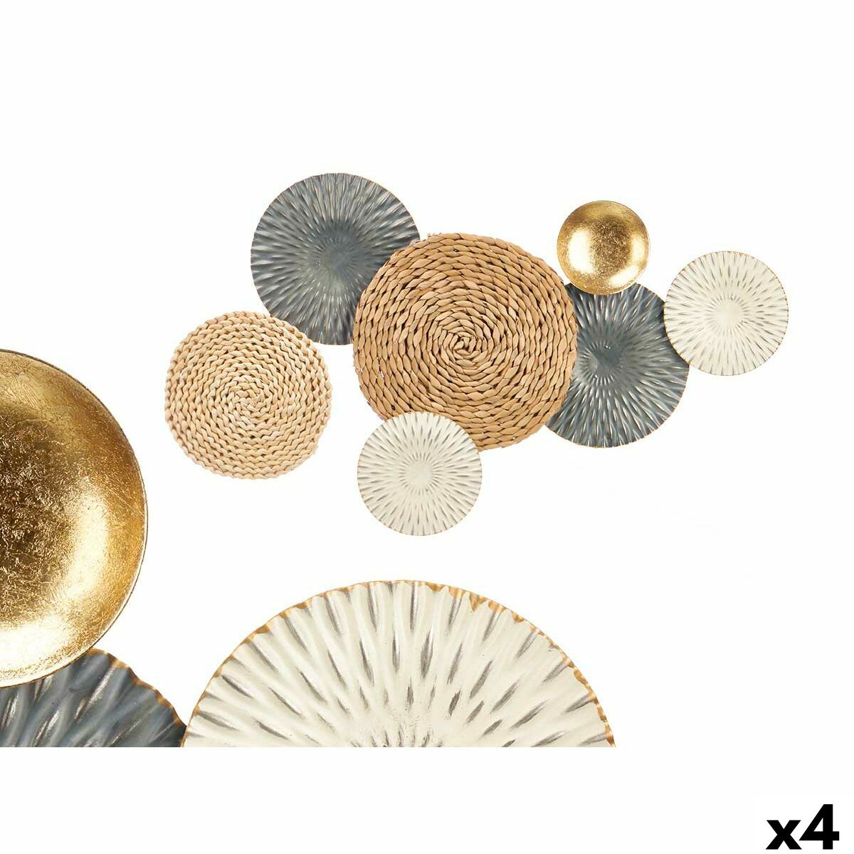 Decoración de Pared Gift Decor Azul Blanco Marrón Metal 72,4 x 5,1 x 42,5 cm (4 Unidades)