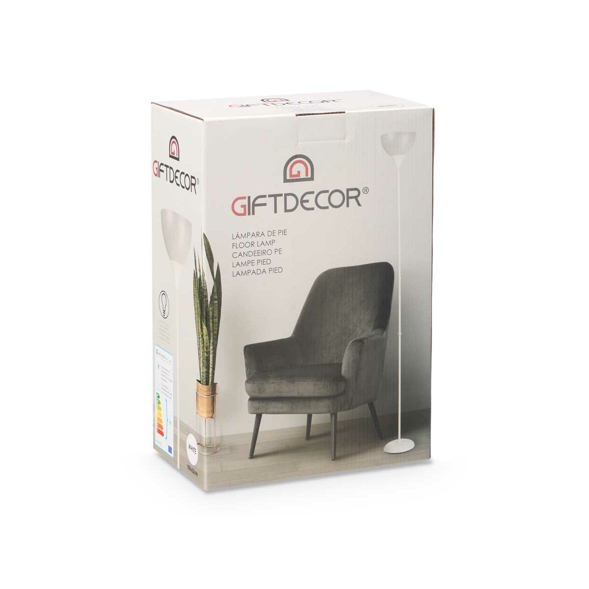 Lámpara de Pie Gift Decor Blanco 60 W 220-240 V 22 x 185 x 22 cm (2 Unidades)