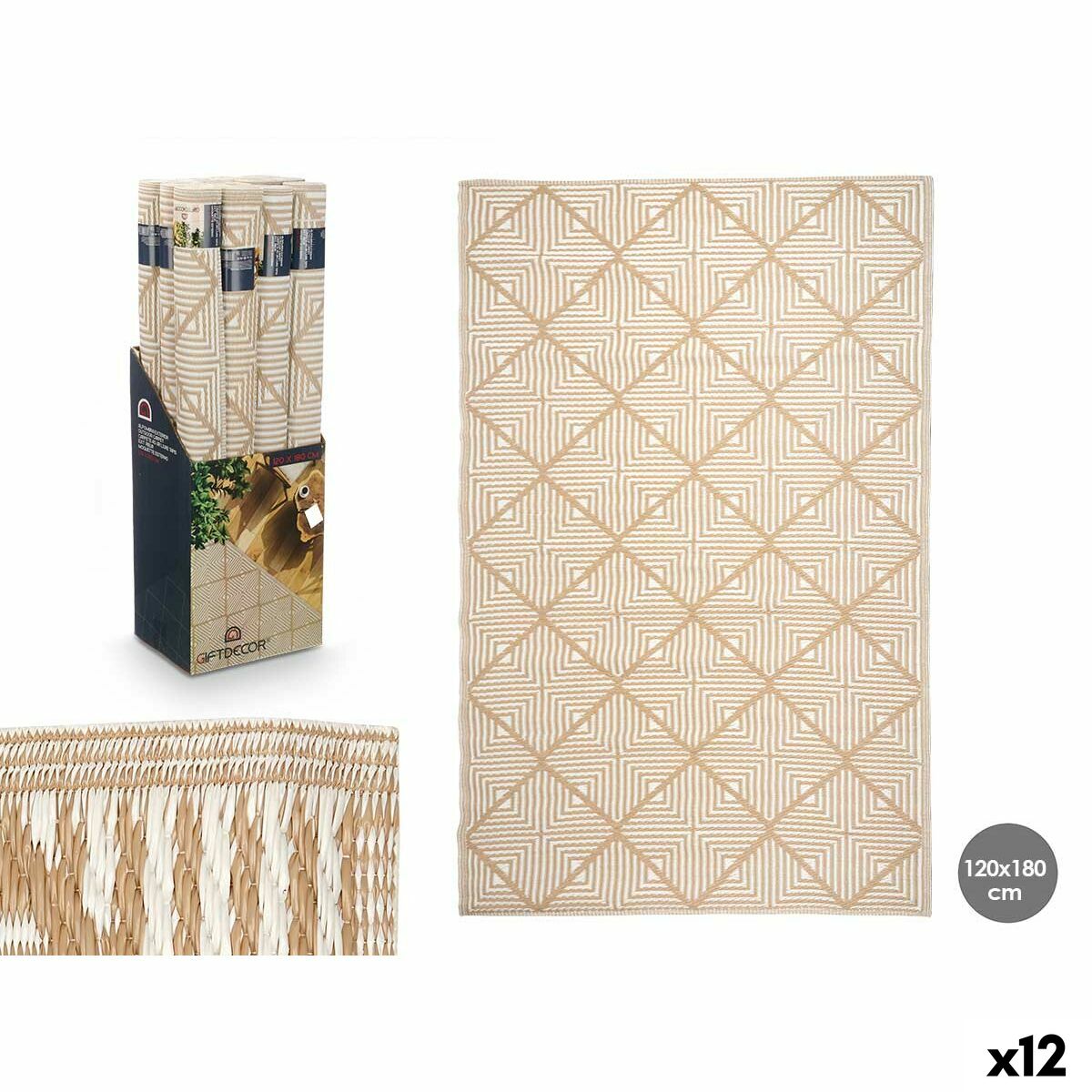 Alfombra Gift Decor Blanco Beige Polipropileno 120 x 180 cm (12 Unidades)