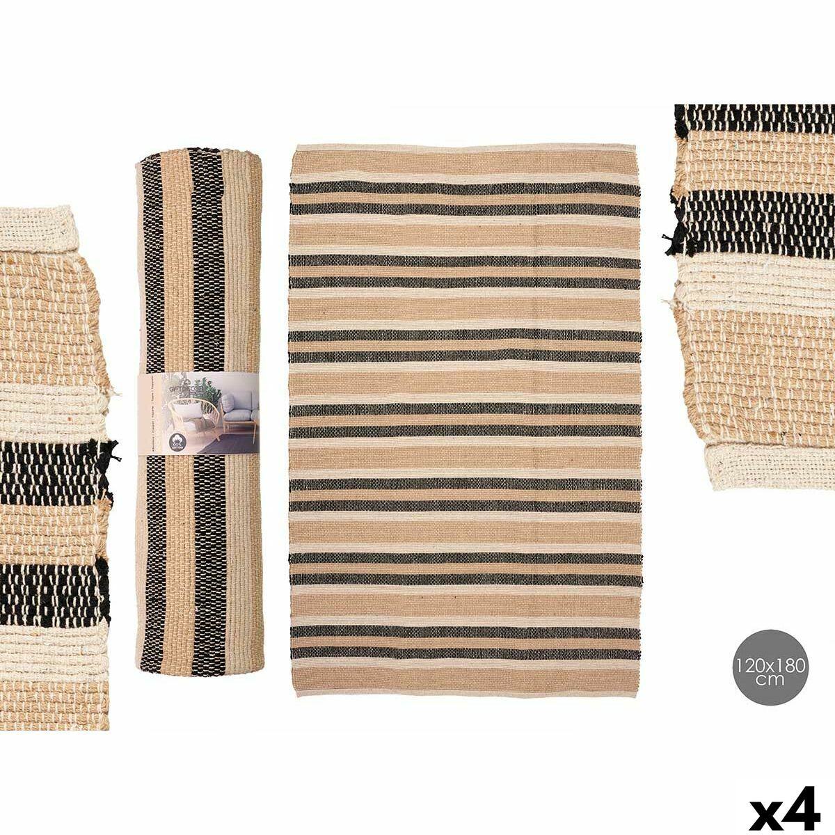 Alfombra Gift Decor Blanco Marrón Negro 120 x 180 cm 61 x 13 x 16 cm (4 Unidades)