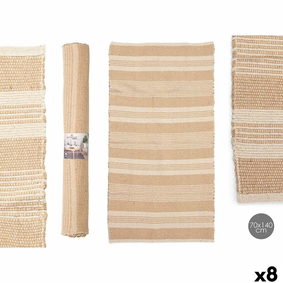 Alfombra Gift Decor Blanco Marrón 70 x 140 cm (8 Unidades)