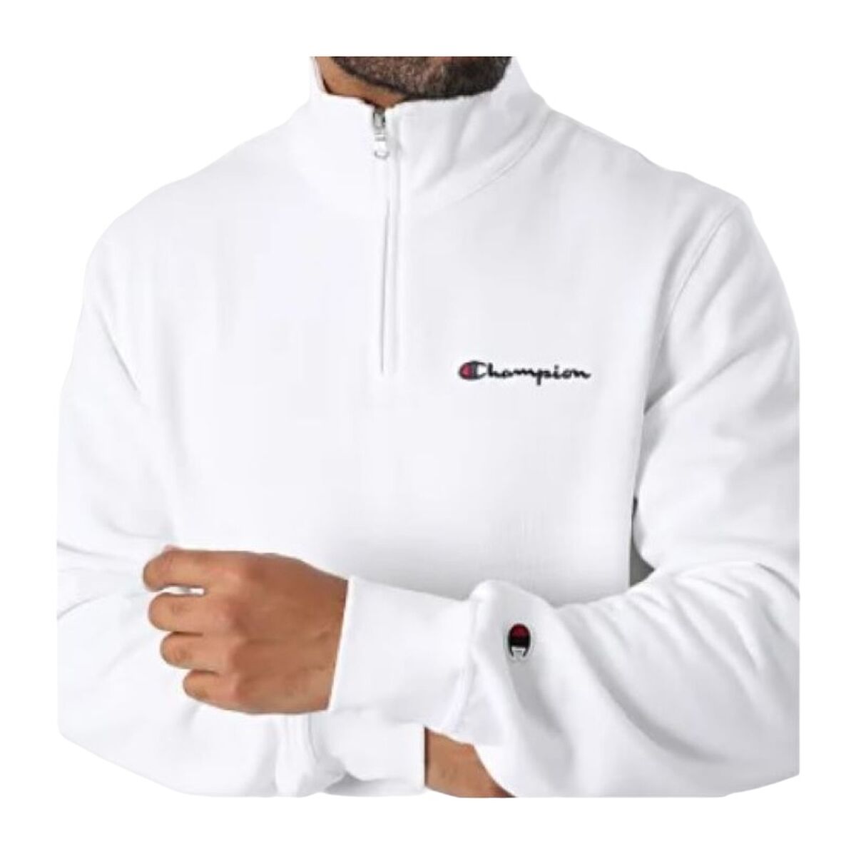 Sudadera sin Capucha Hombre Champion HALF ZIP SWEATSHIRT 220263 WHT Blanco