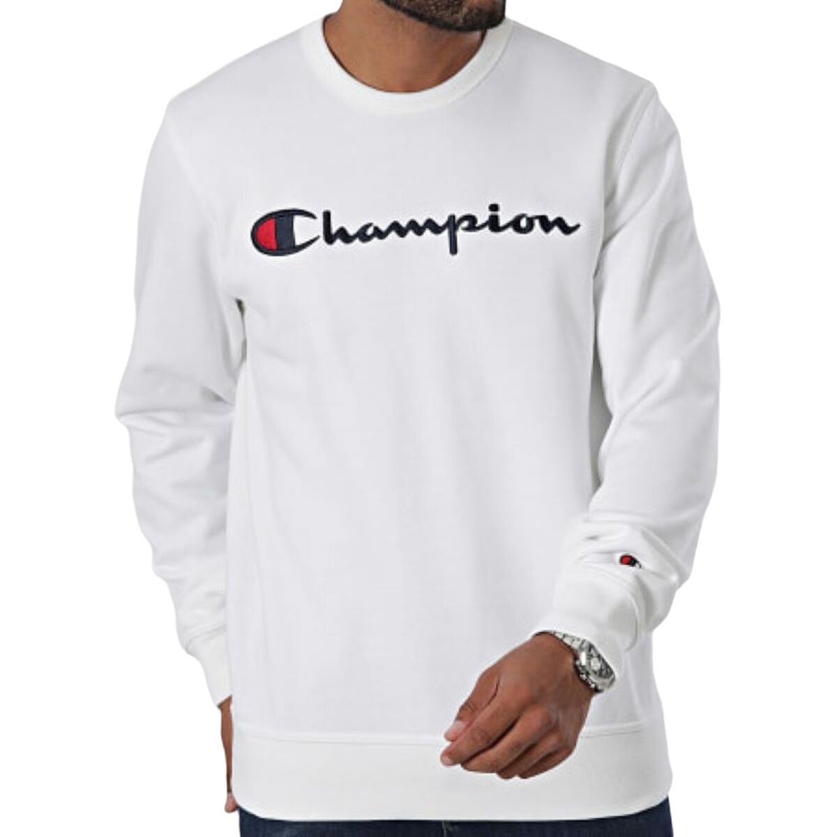 Sudadera sin Capucha Hombre Champion CREWNECK SWATSHIRT 220254 WHT Blanco