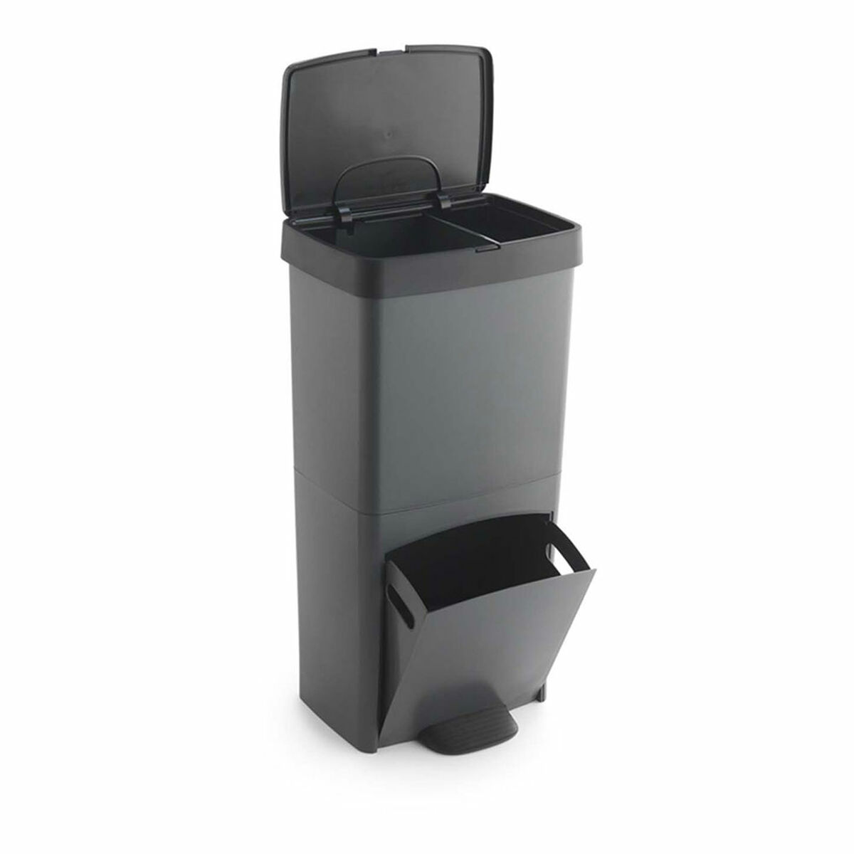 Cubo de Basura para Reciclaje SP Berner Antracita 10 L 30 L x 2 Plástico 3 Compartimentos (1 unidad)