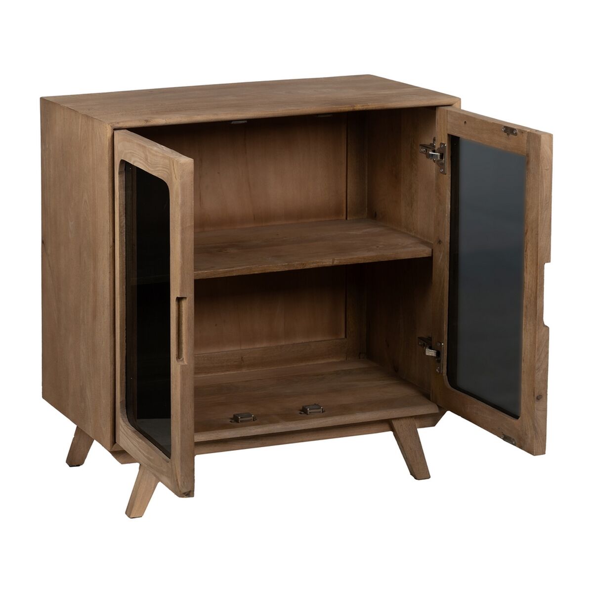 Mueble Auxiliar BURNIE Negro Natural Cristal Madera de mango 81 x 41 x 83 cm