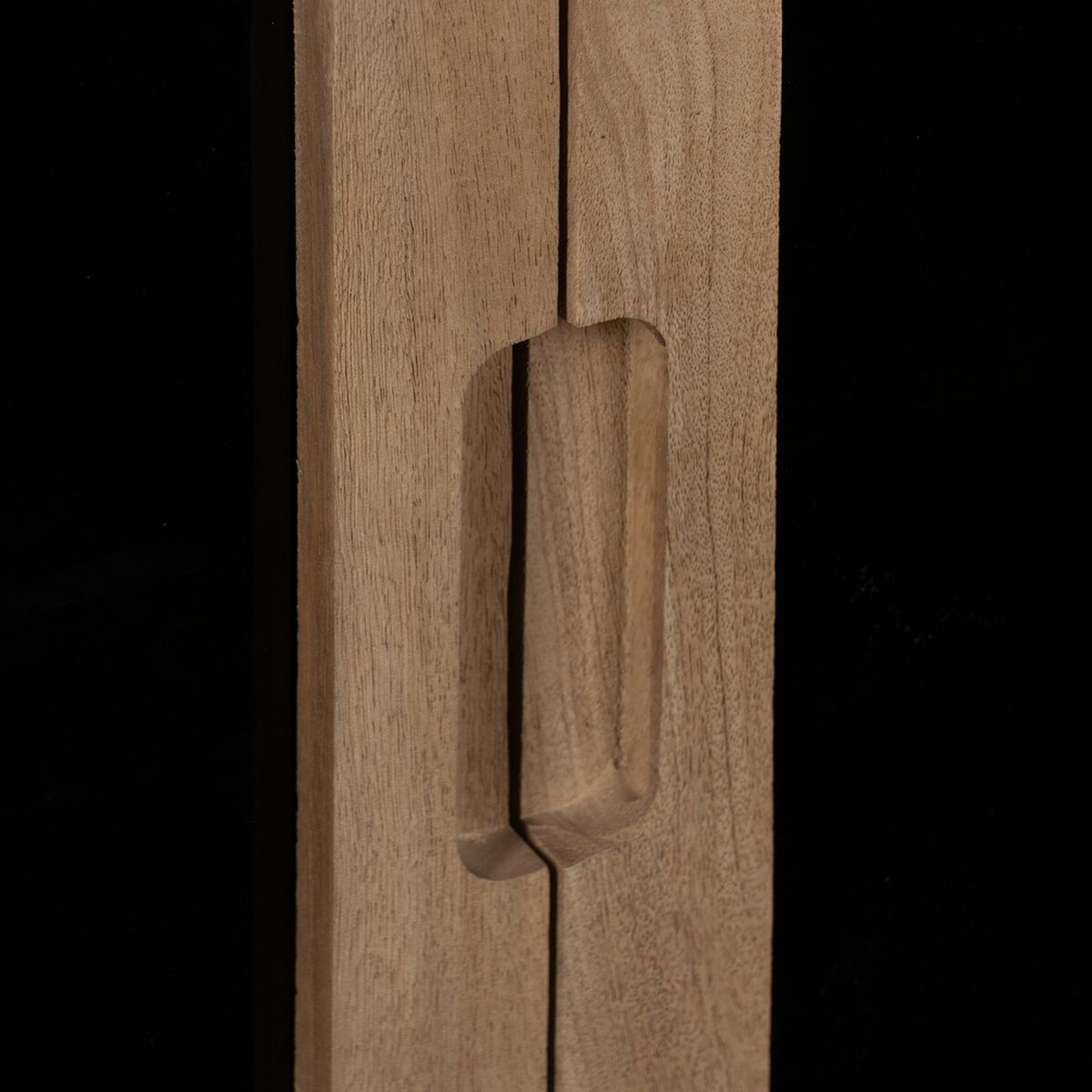 Mueble Auxiliar BURNIE Negro Natural Cristal Madera de mango 81 x 41 x 83 cm