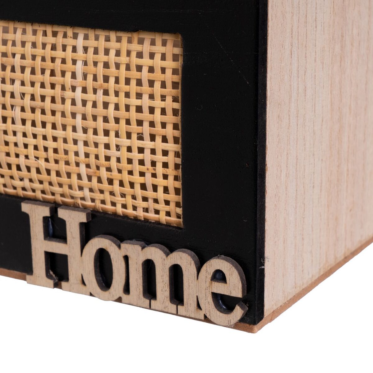 Caja Decorativa HEARTS Blanco Negro Natural Madera Caña Madera MDF