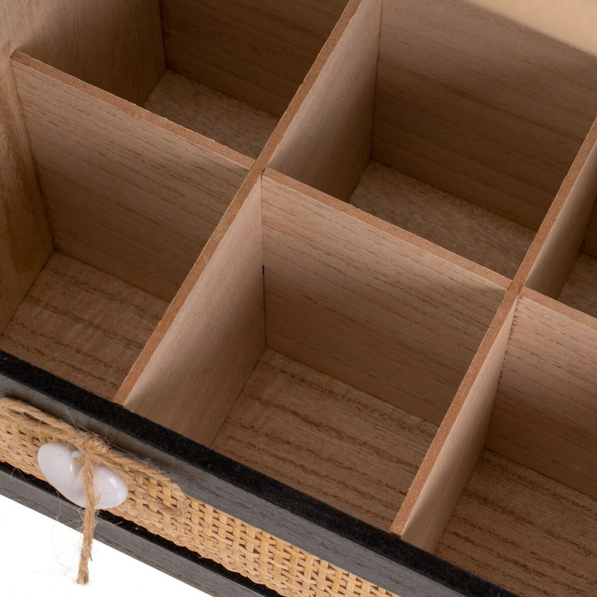 Caja Decorativa HEARTS Blanco Negro Natural Madera Caña Madera MDF