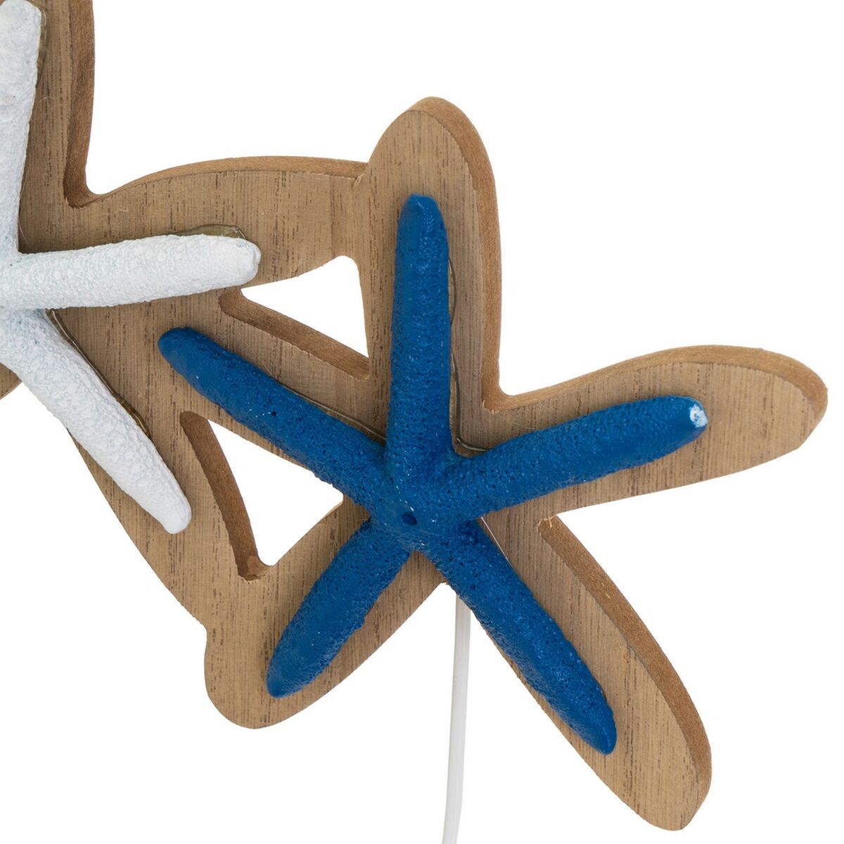 Perchero de Pared Azul Blanco Natural Metal Hierro Madera MDF 30 x 5 x 19 cm