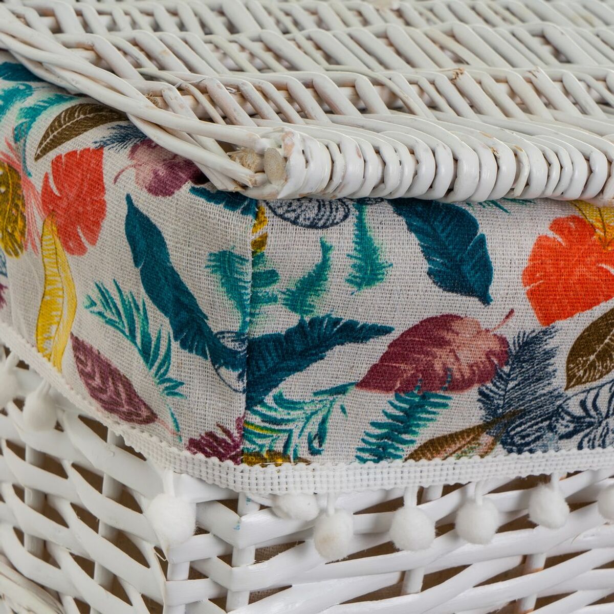 Cesto para la Ropa Blanco Mimbre 47 x 35 x 55 cm