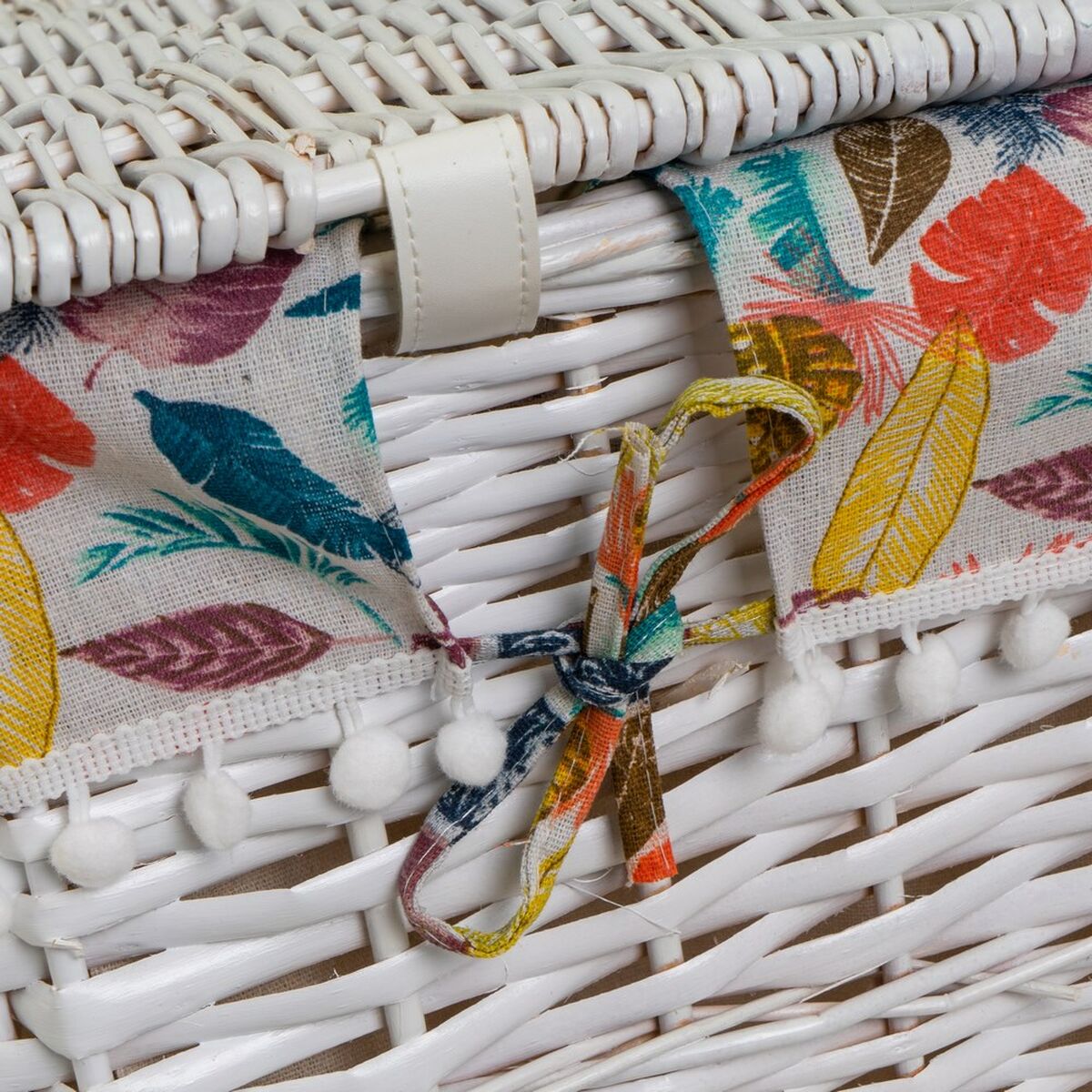 Cesto para la Ropa Blanco Mimbre 47 x 35 x 55 cm