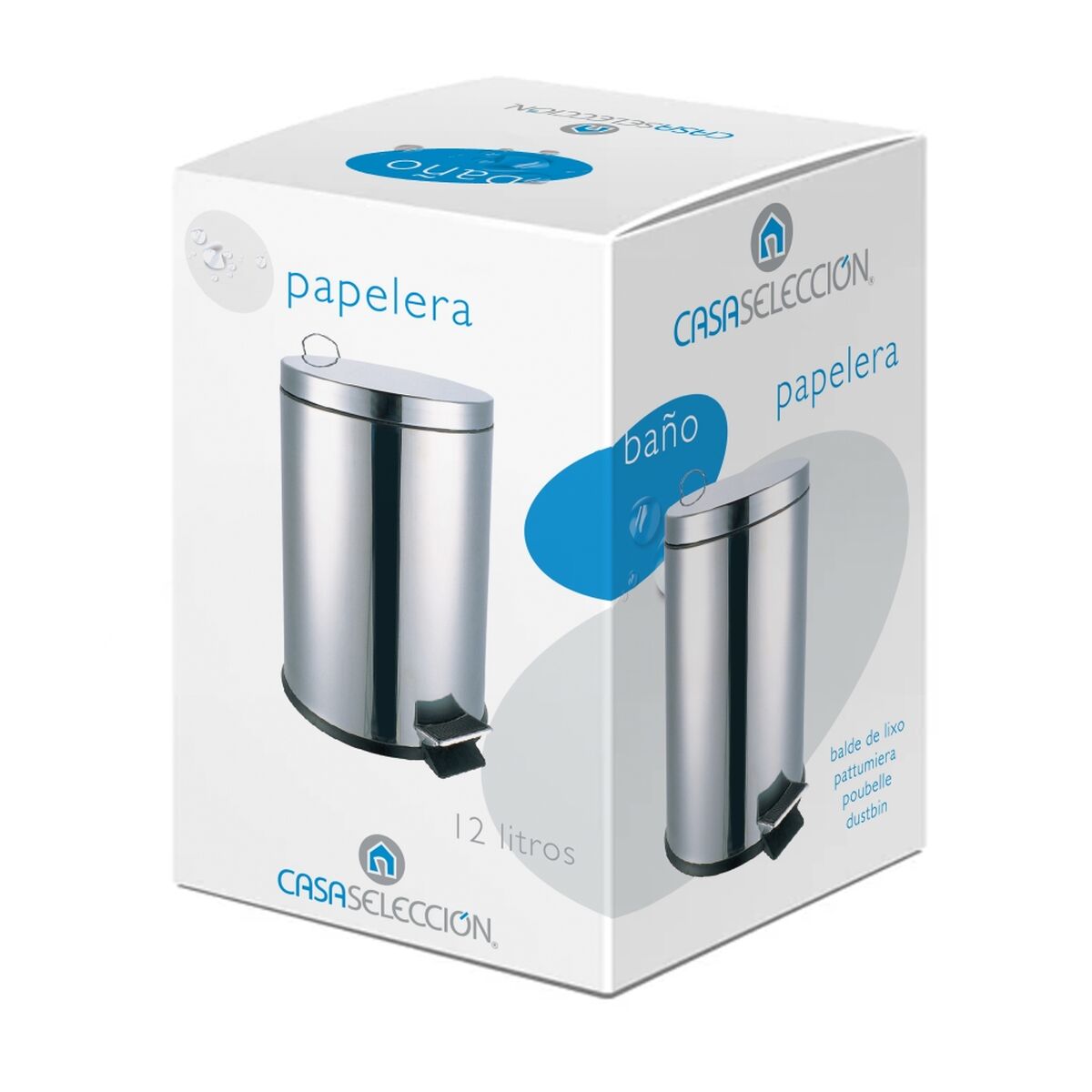 Papelera con Pedal Negro Plateado 12 L