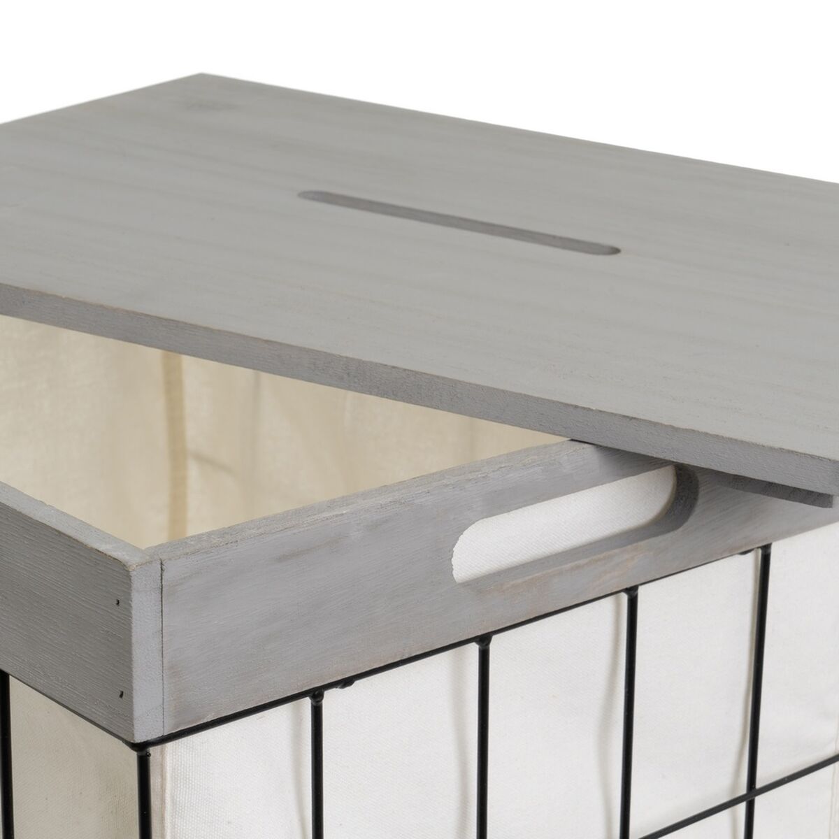 Cesto para la Ropa Gris Poliéster Hierro Madera MDF 800 ml 2 L 3 L 6 L 1,2 L 42 x 31 x 54 cm