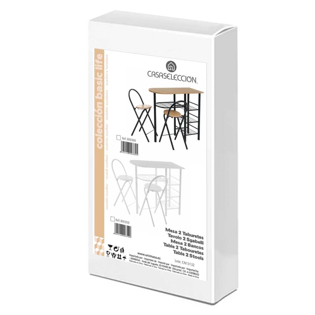 Conjunto de Mesa con 2 Sillas 100 x 74 x 88 cm