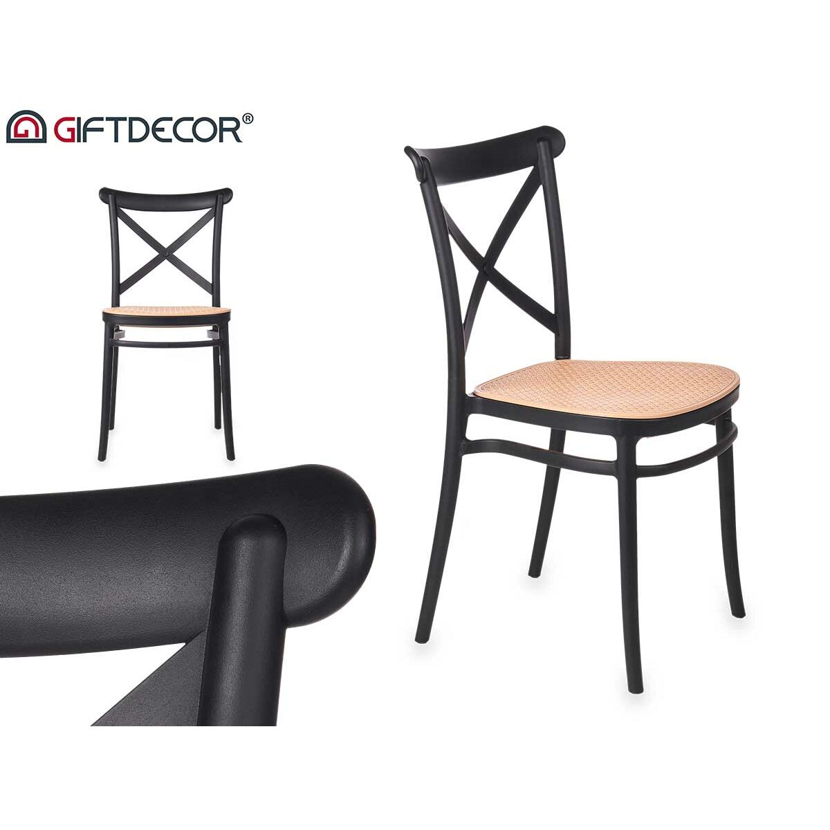 Silla Gift Decor Negro Beige 4 Unidades