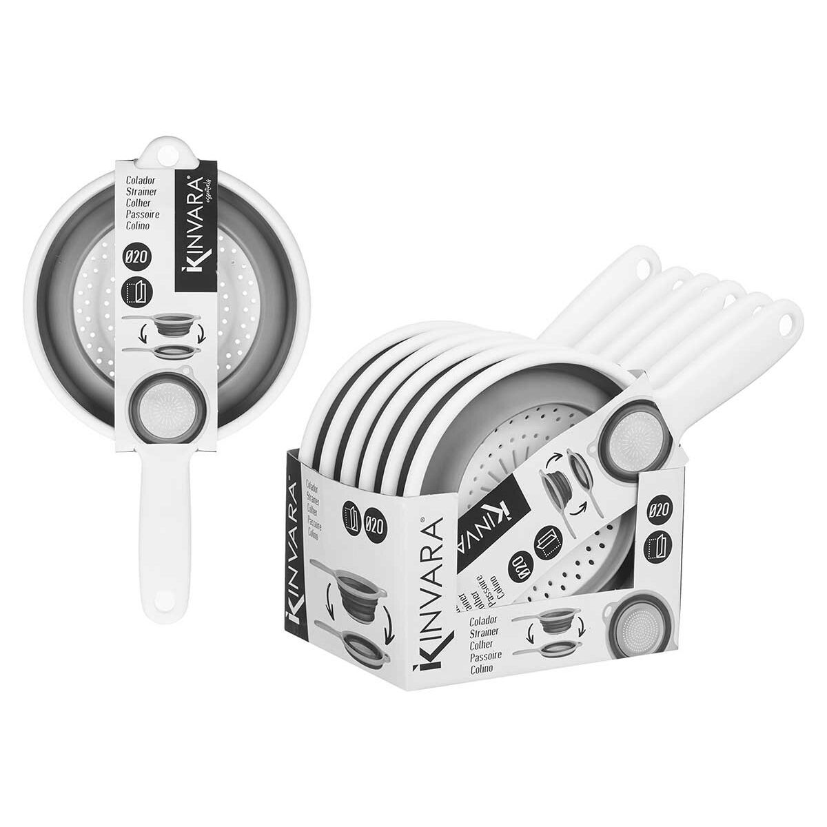 Colador Kinvara Blanco Gris Polipropileno TPR 33,5 x 20 x 8 cm 20 x 33,5 x 3,5 cm (6 Unidades)