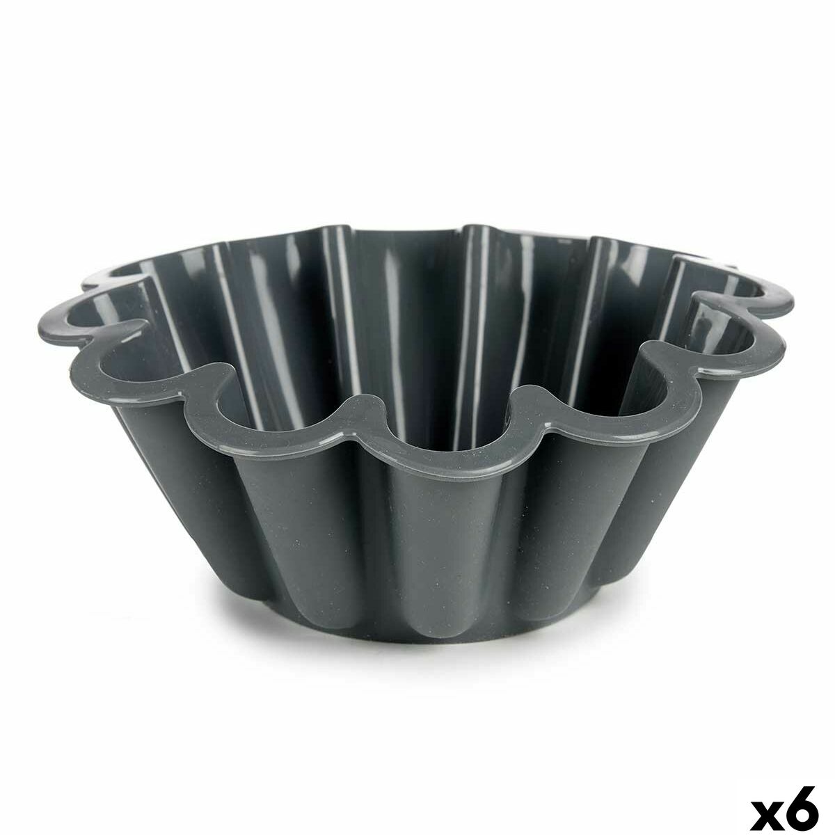 Molde para Repostería Kinvara Gris claro Gris oscuro Silicona 1,5 L 24,5 x 10 x 24,5 cm (6 Unidades)