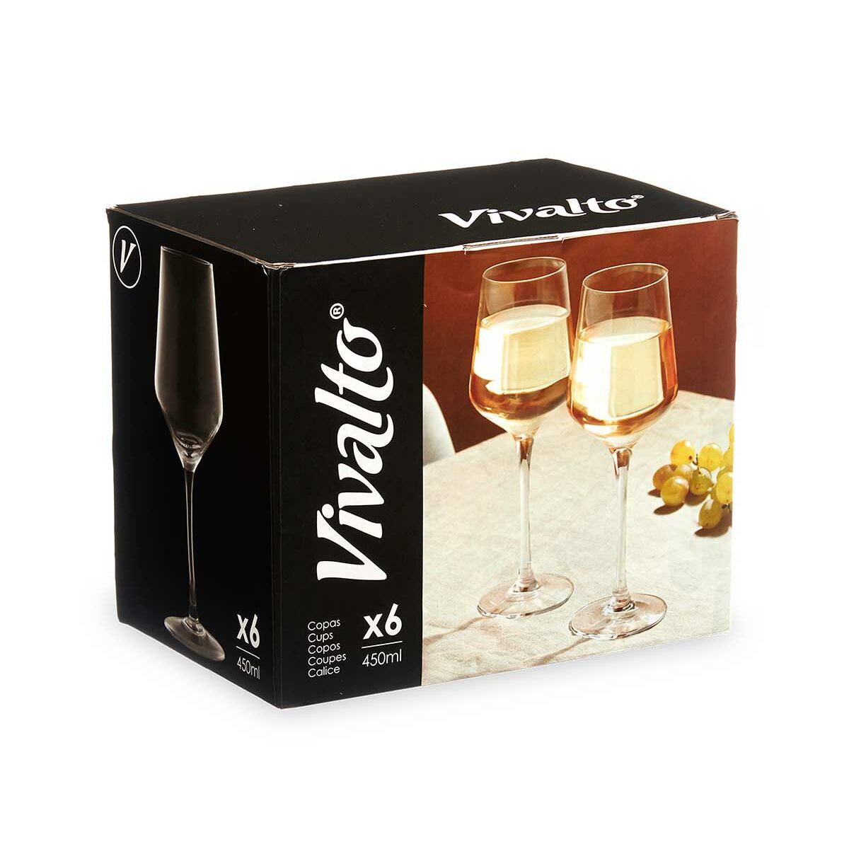 Copa de vino Vivalto Transparente Vidrio 450 ml (6 Unidades)