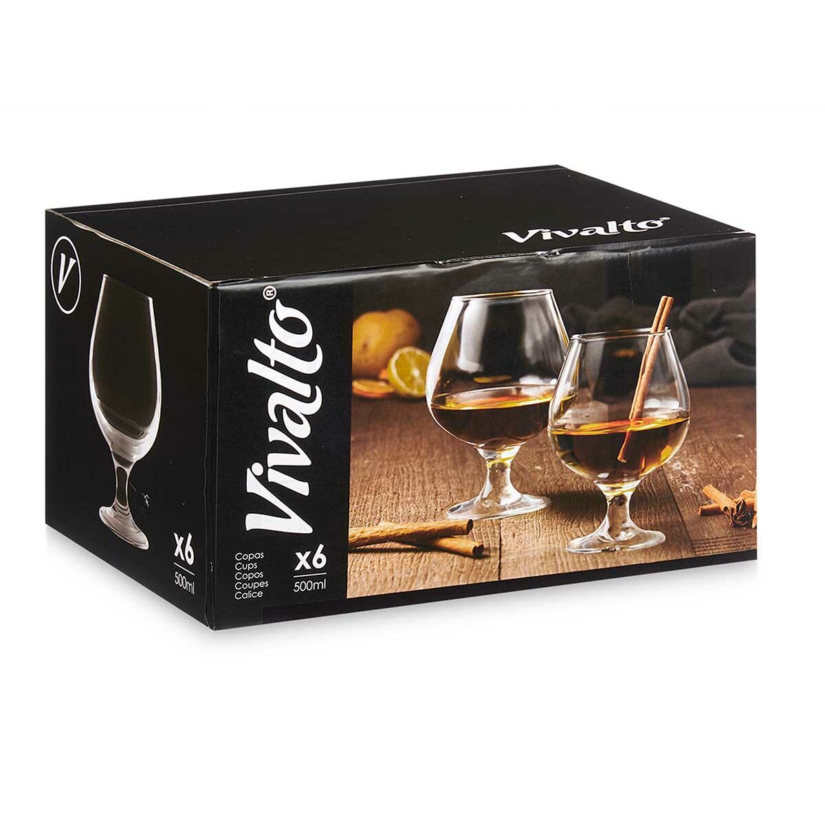 Copa Vivalto Transparente Vidrio 500 ml 10 x 15 x 10 cm (6 Unidades)