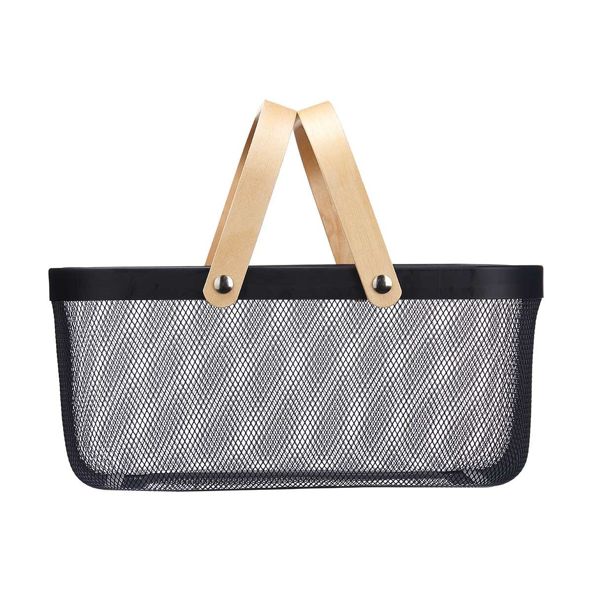 Cesta Multiusos Kinvara 1031 Negro Madera Metal 42,5 x 18 x 26,5 cm (6 Unidades)