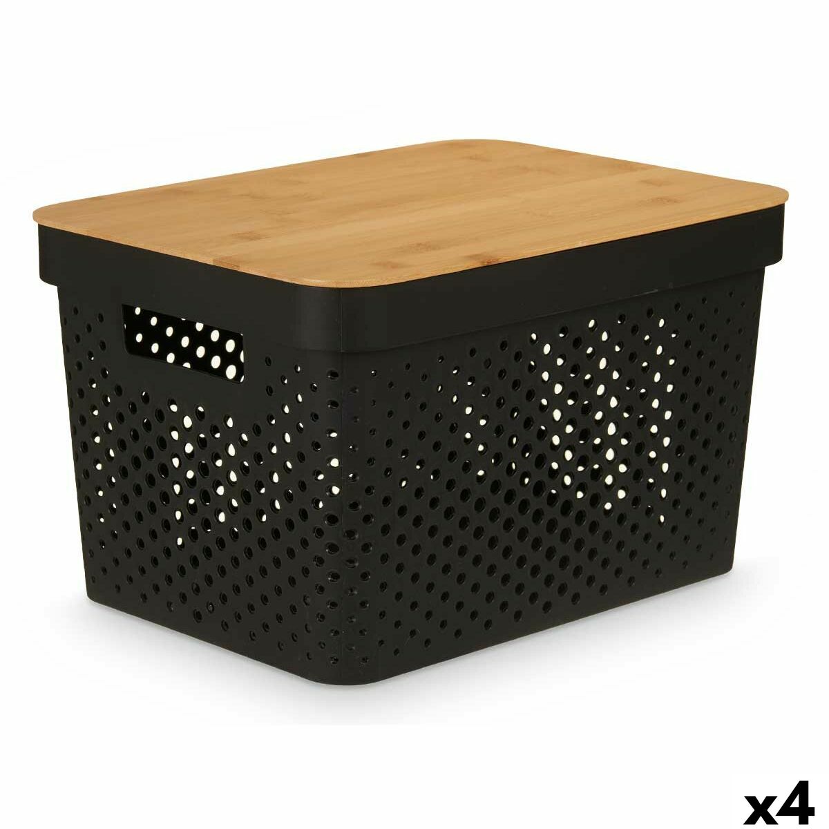 Caja Multiusos Kinvara Marrón Negro Bambú Polipropileno (4 Unidades)