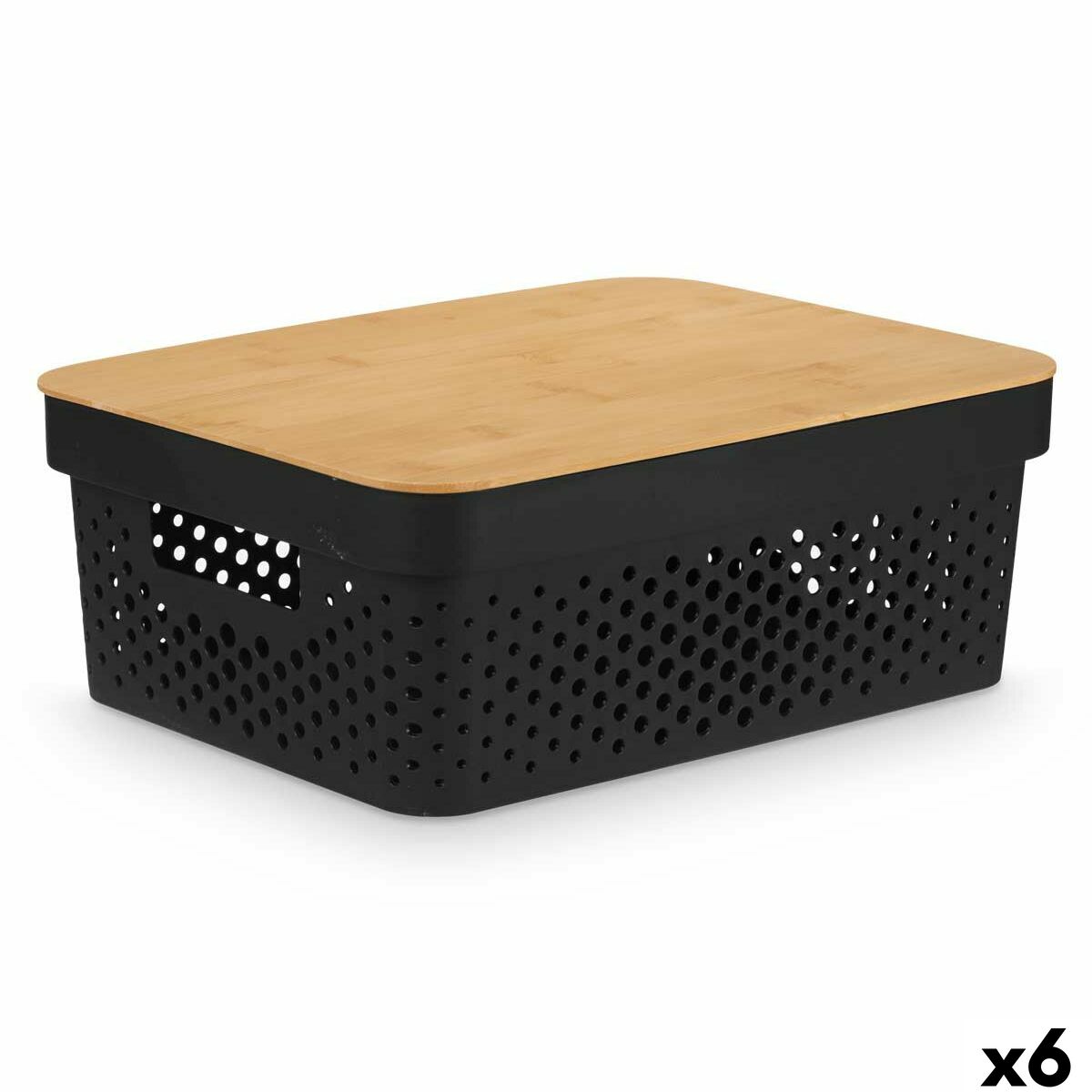 Caja Multiusos Kinvara Marrón Negro Bambú Polipropileno (6 Unidades)