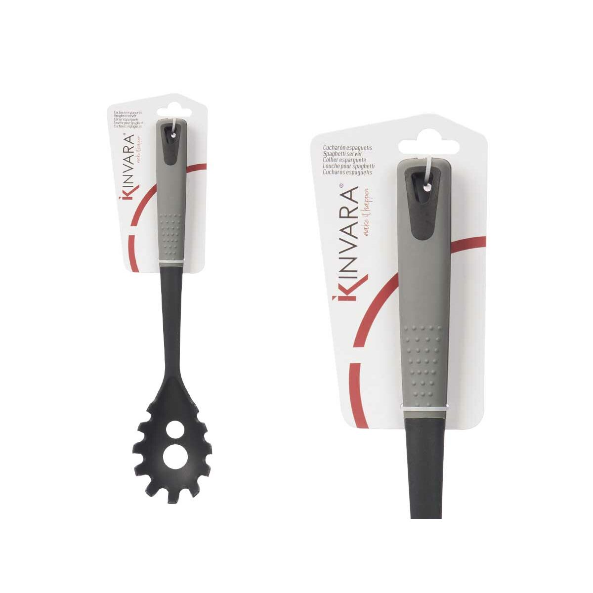 Cuchara para Servir Pasta Kinvara Negro Gris TPR PBT 7 x 34 x 4 cm (12 Unidades)