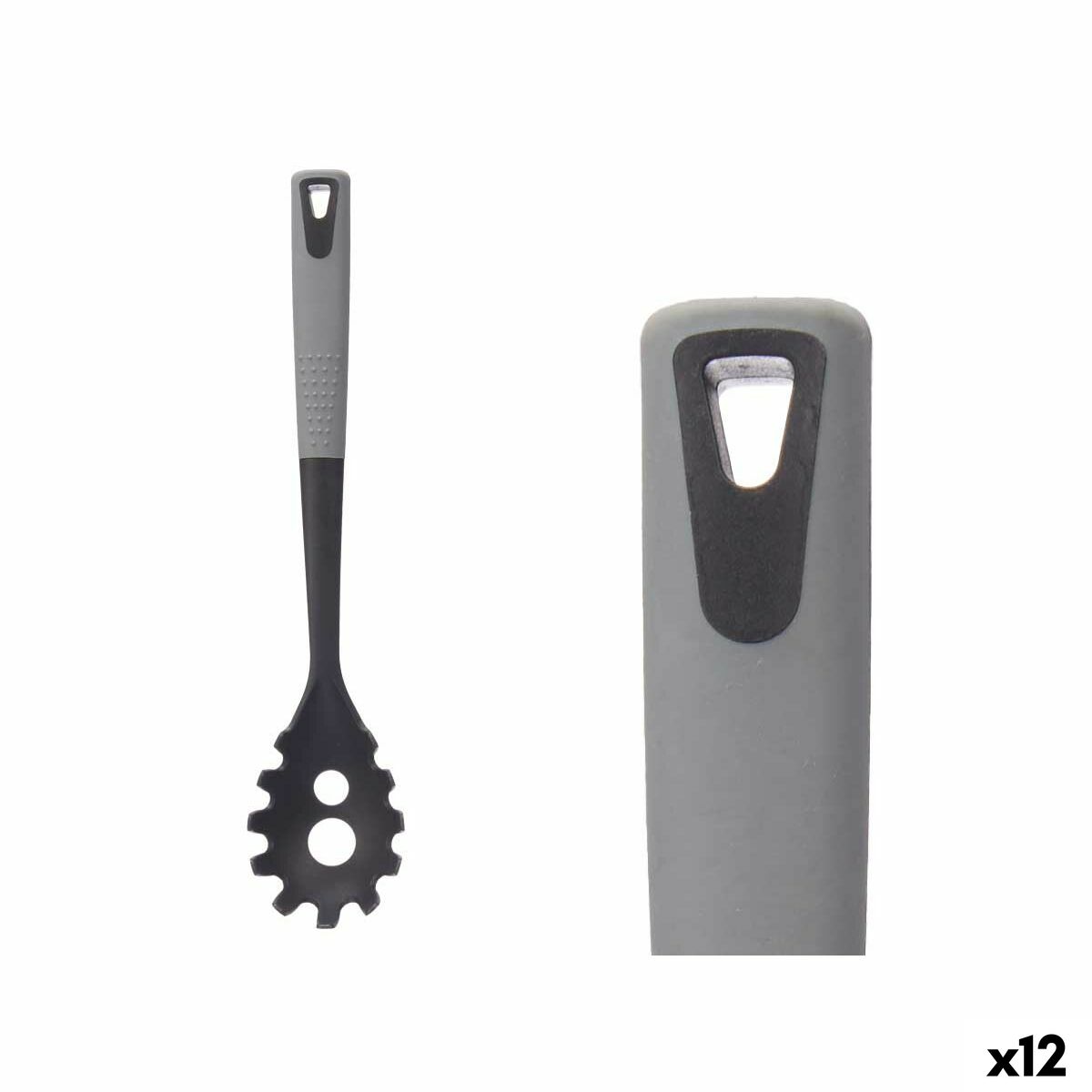 Cuchara para Servir Pasta Kinvara Negro Gris TPR PBT 7 x 34 x 4 cm (12 Unidades)