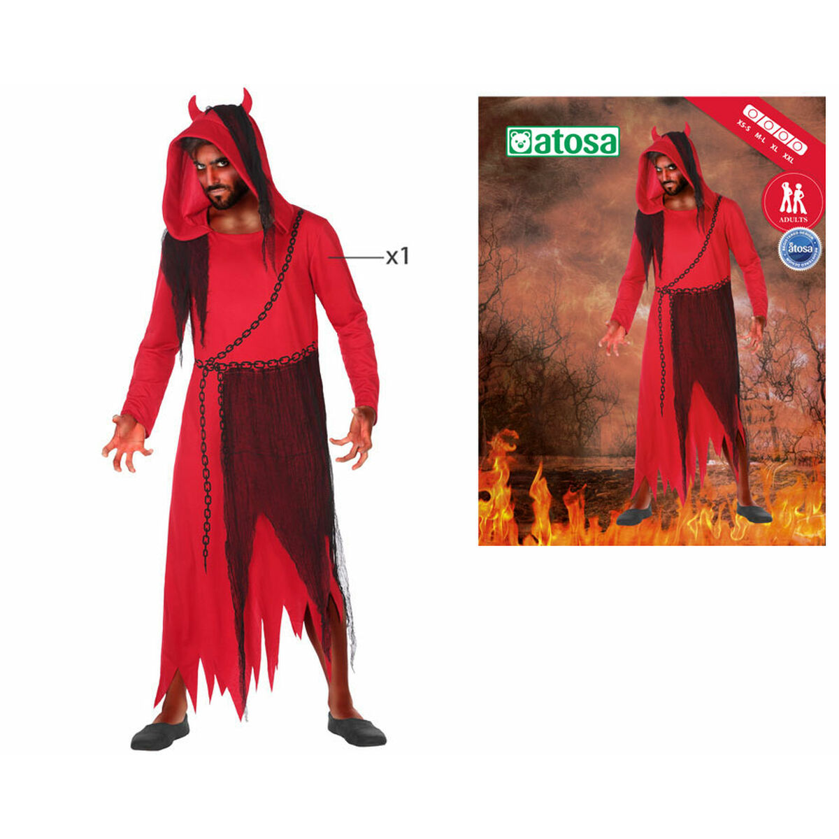 Disfraz para Adultos Rojo Demonio XL (1 Pieza)