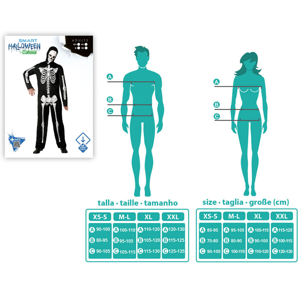 Disfraz para Adultos Negro Esqueleto M/L