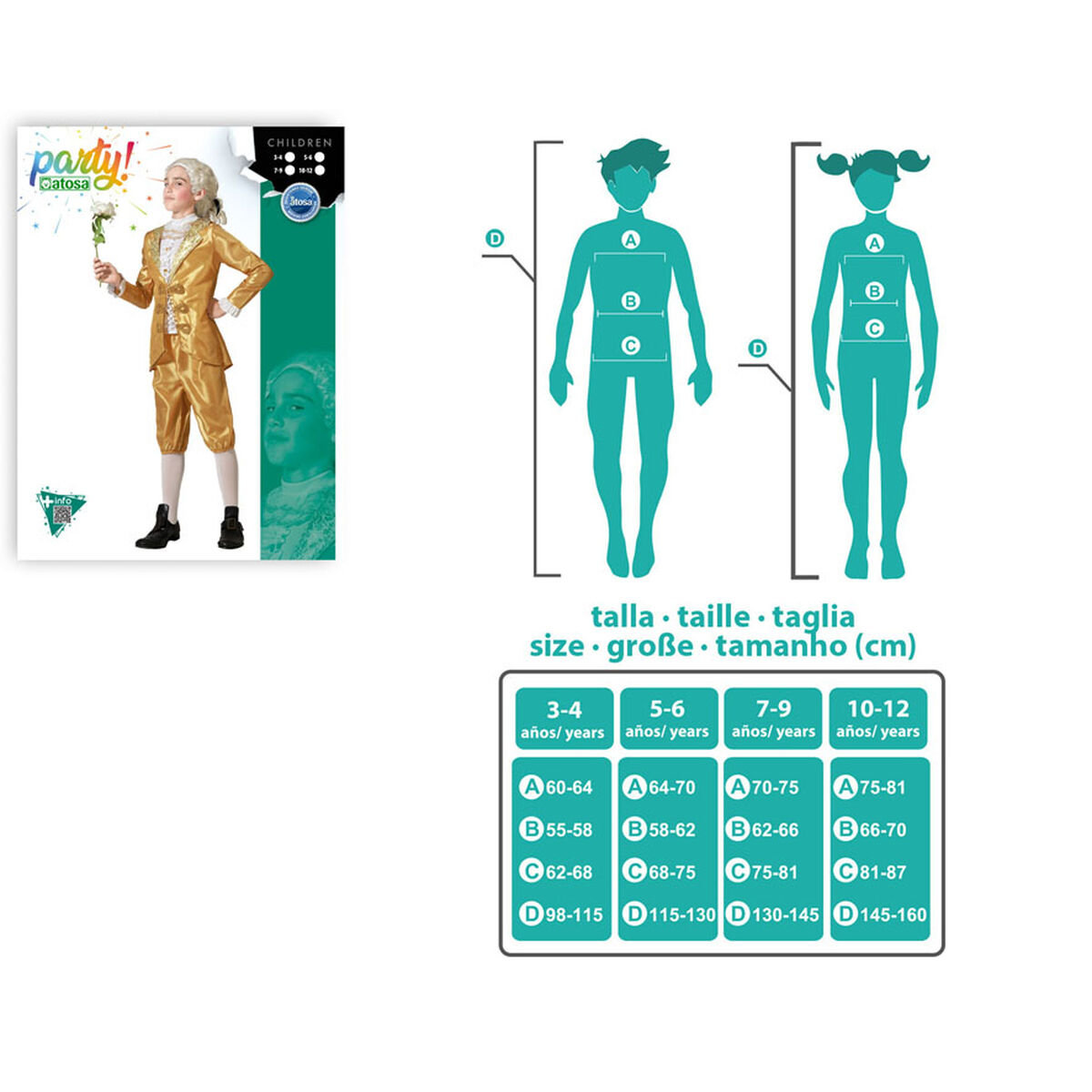 Disfraz para Niños Cortesano 3-4 Años