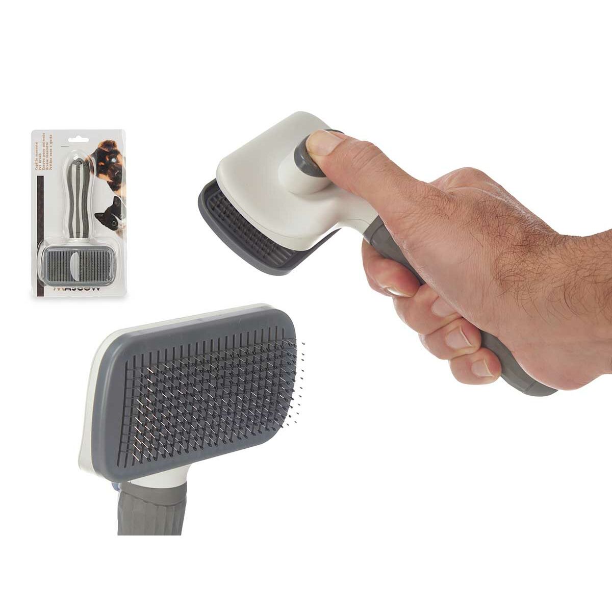 Cepillo para Perros Mascow Antracita 10,5 x 19 x 6 cm 19 x 5,5 x 10,5 cm (12 Unidades)