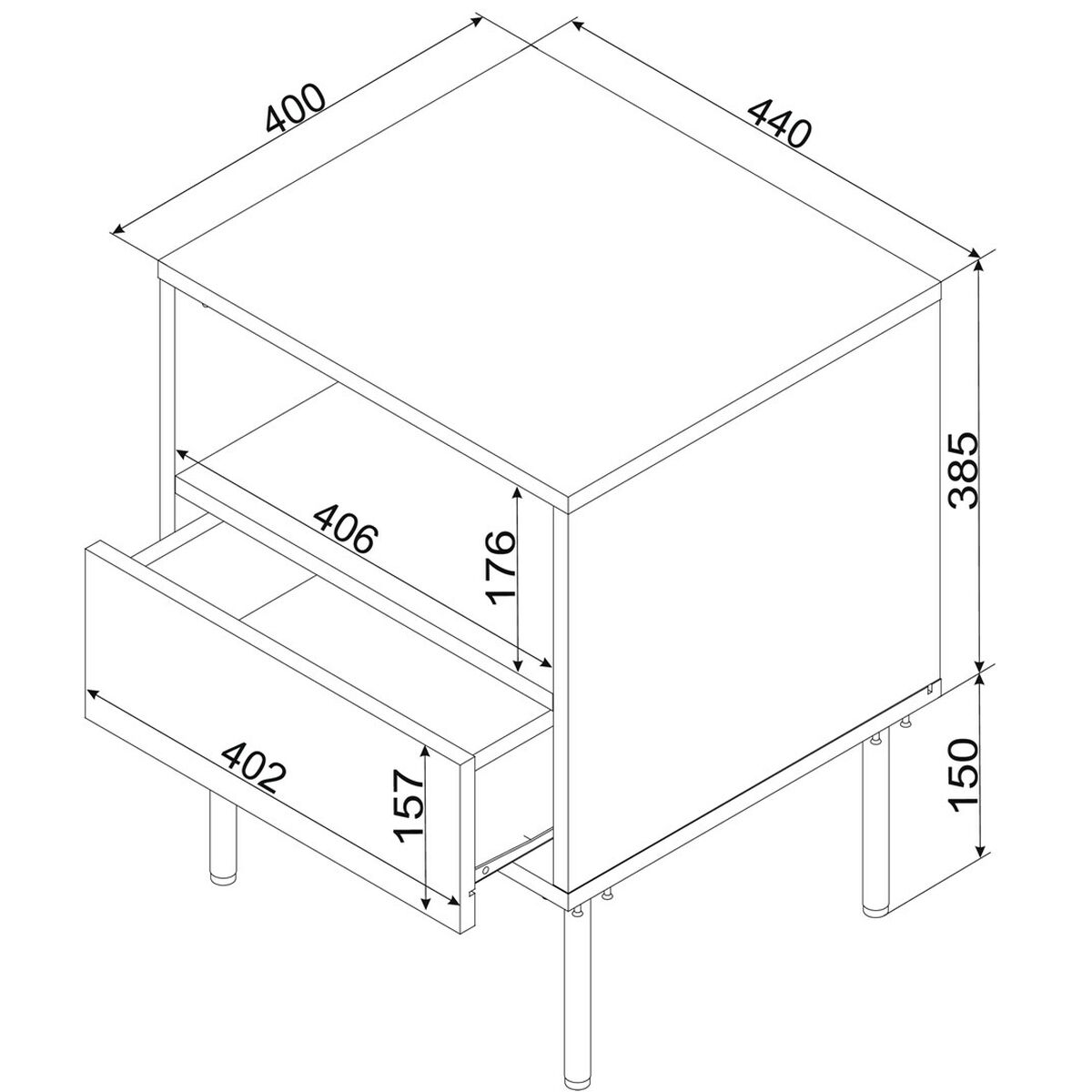 Mesita de Noche Cama Meble TRESSE 400090