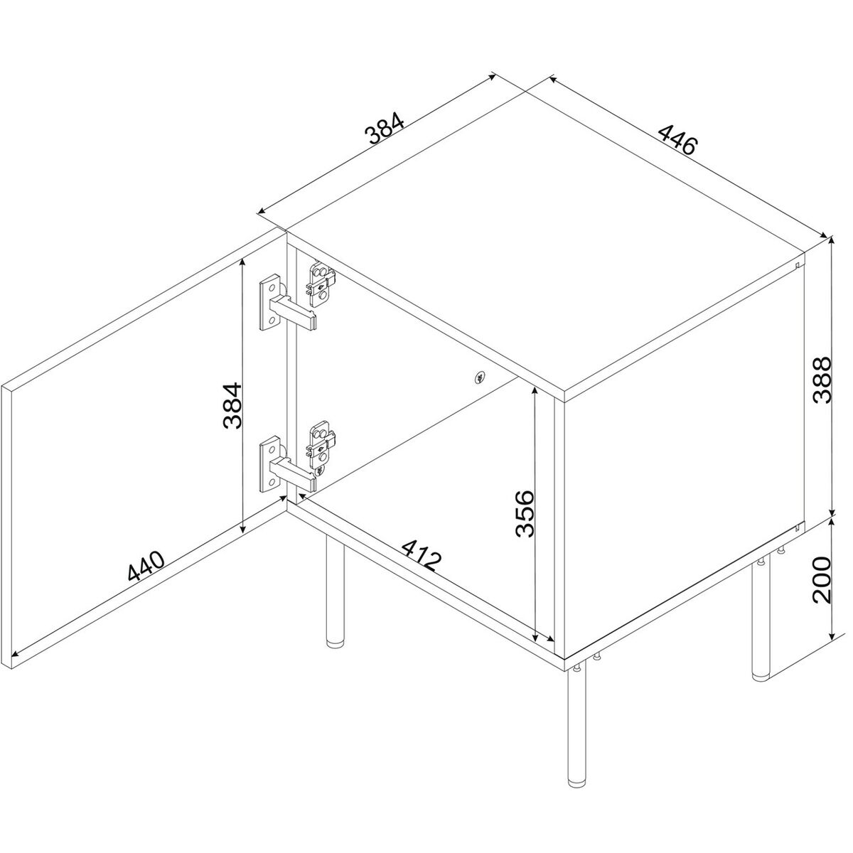 Mesita de Noche Cama Meble ISLA 400068 Negro