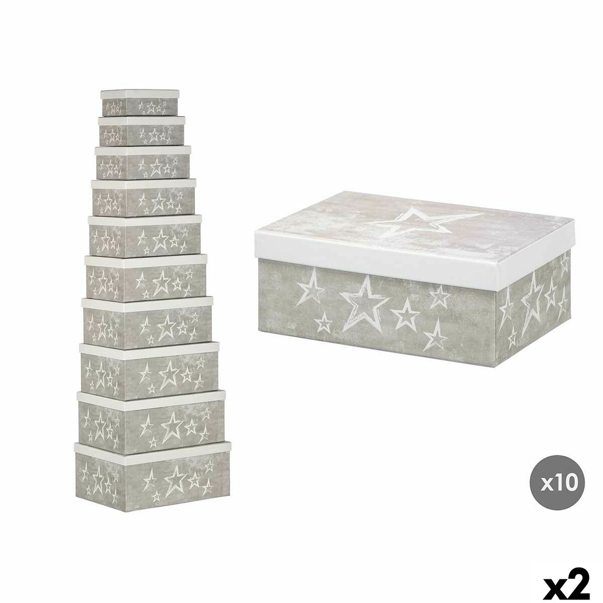 Caja Decorativa Pincello Blanco Gris Cartón (2 Unidades)