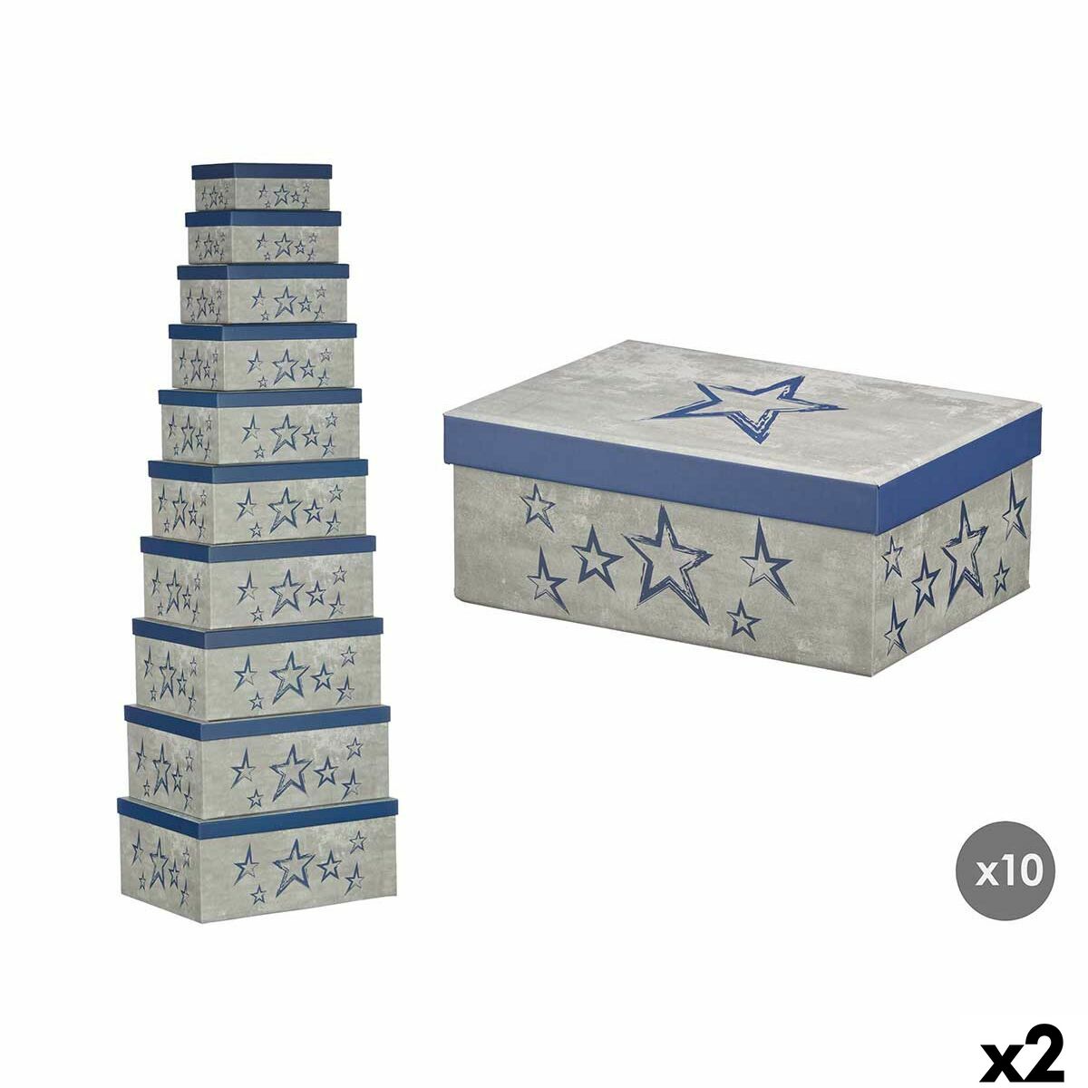 Caja Decorativa Pincello Azul Cartón (2 Unidades)