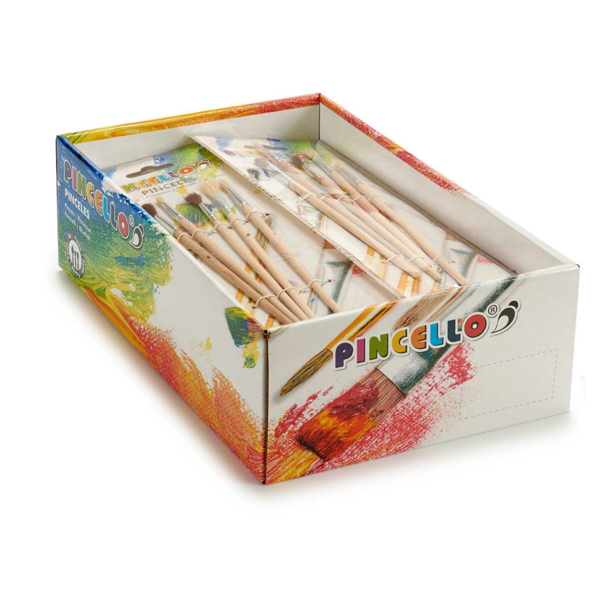 Pinceles Pincello Marrón Gris Madera Metal (24 Unidades)